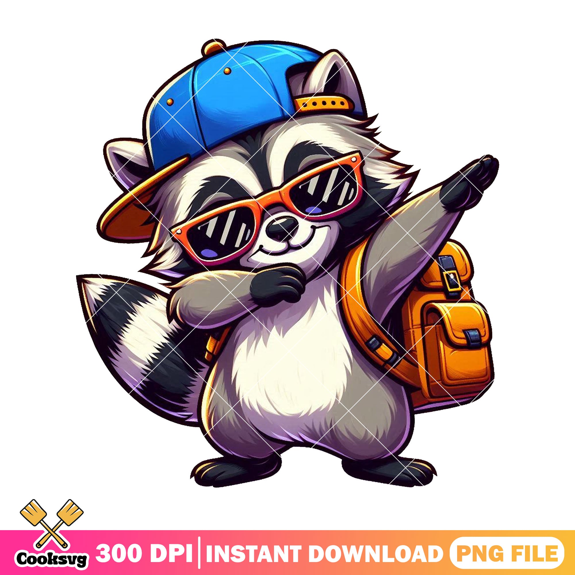 Raccoon chibi going school png, back to school png, animal cute