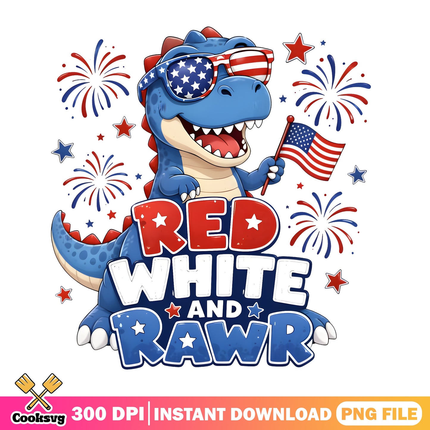 Red White And Rawr Dinosaur PNG, T-Rex 4th Of July, Dino PNG