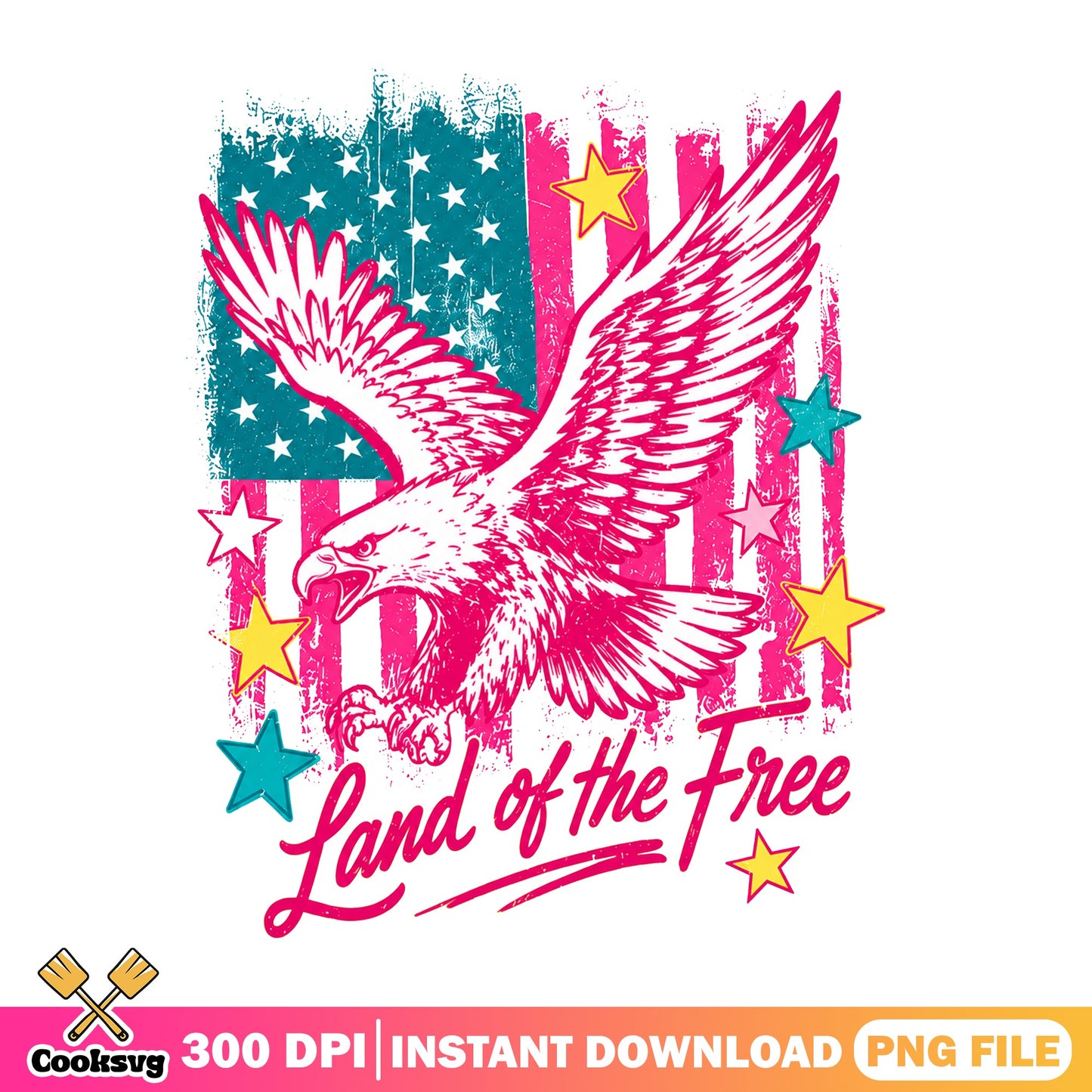 Retro Eagle American Flag PNG, Land Of The Free PNG, 4th Of July PNG