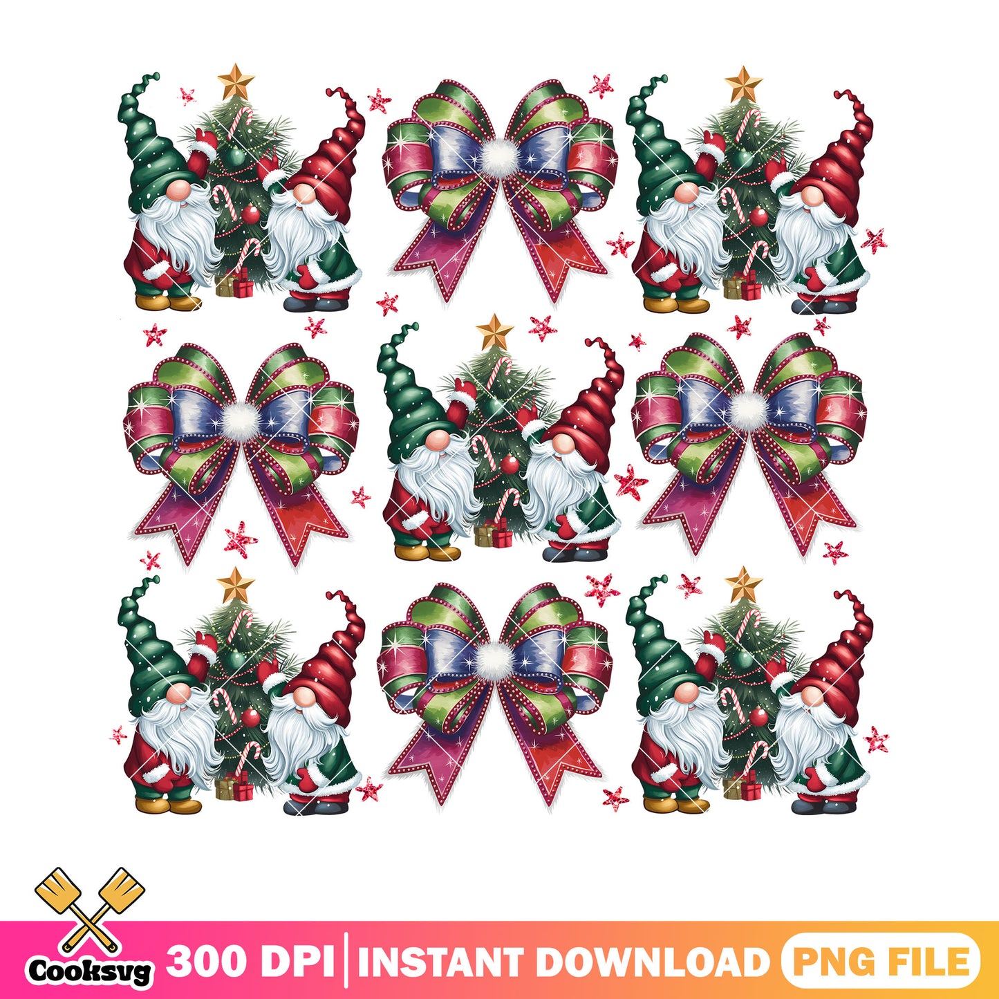 Retro holiday gnome png, santa coquette png, chritmas bow png