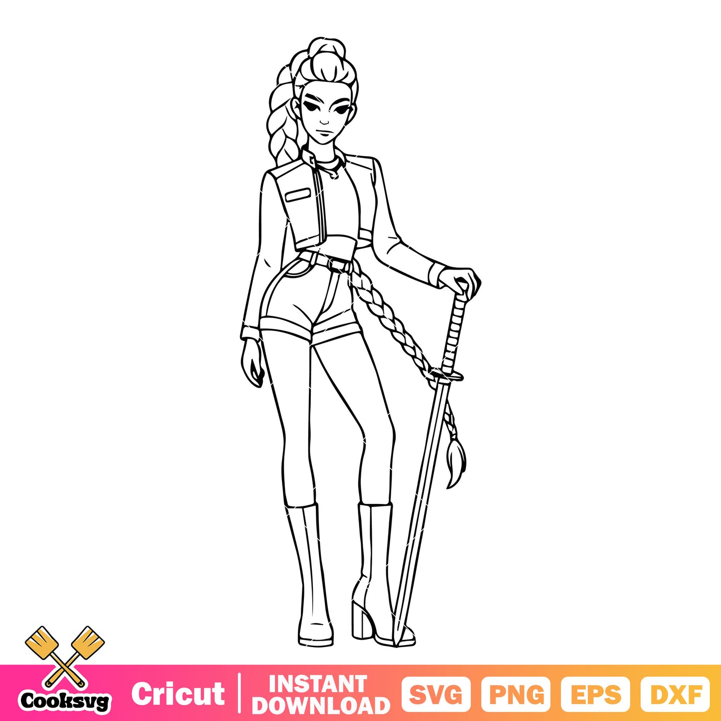 Rumi in hunters costume svg, rumi huntrix svg, kpop demon hunters svg
