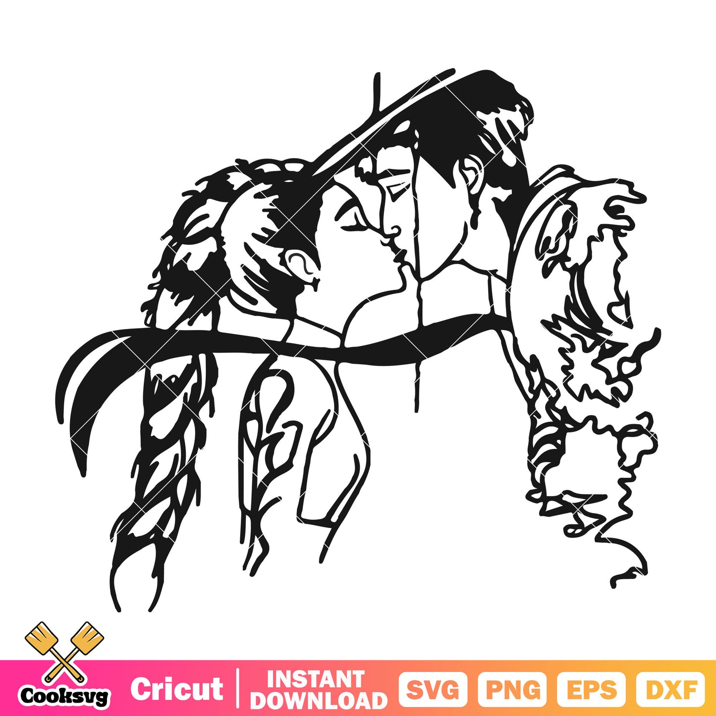 Rumi kiss jinu outline svg, rumi jinu svg, kpop hunters svg