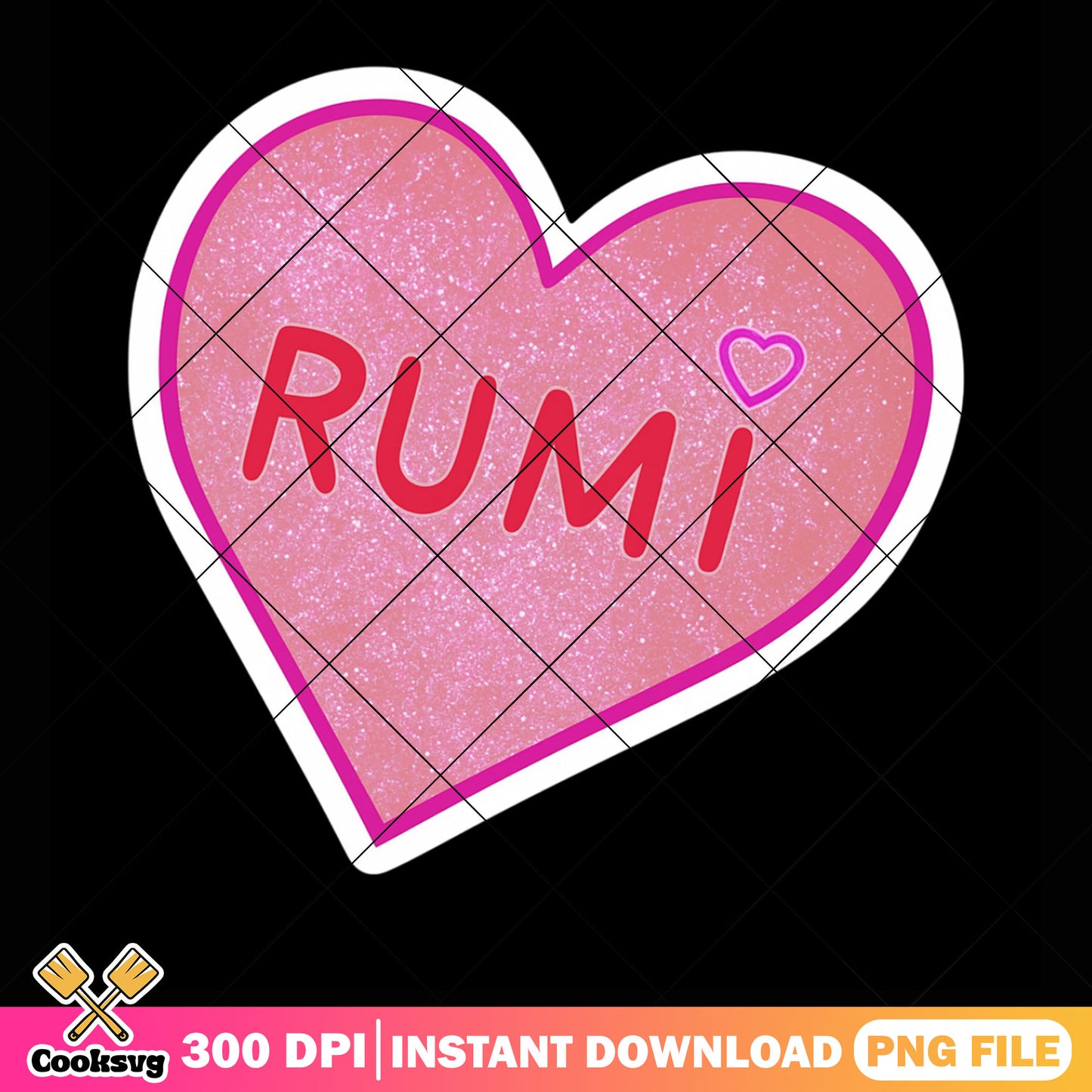 Rumi love heart png sticker, kpop huntrix png, kpop rumi png