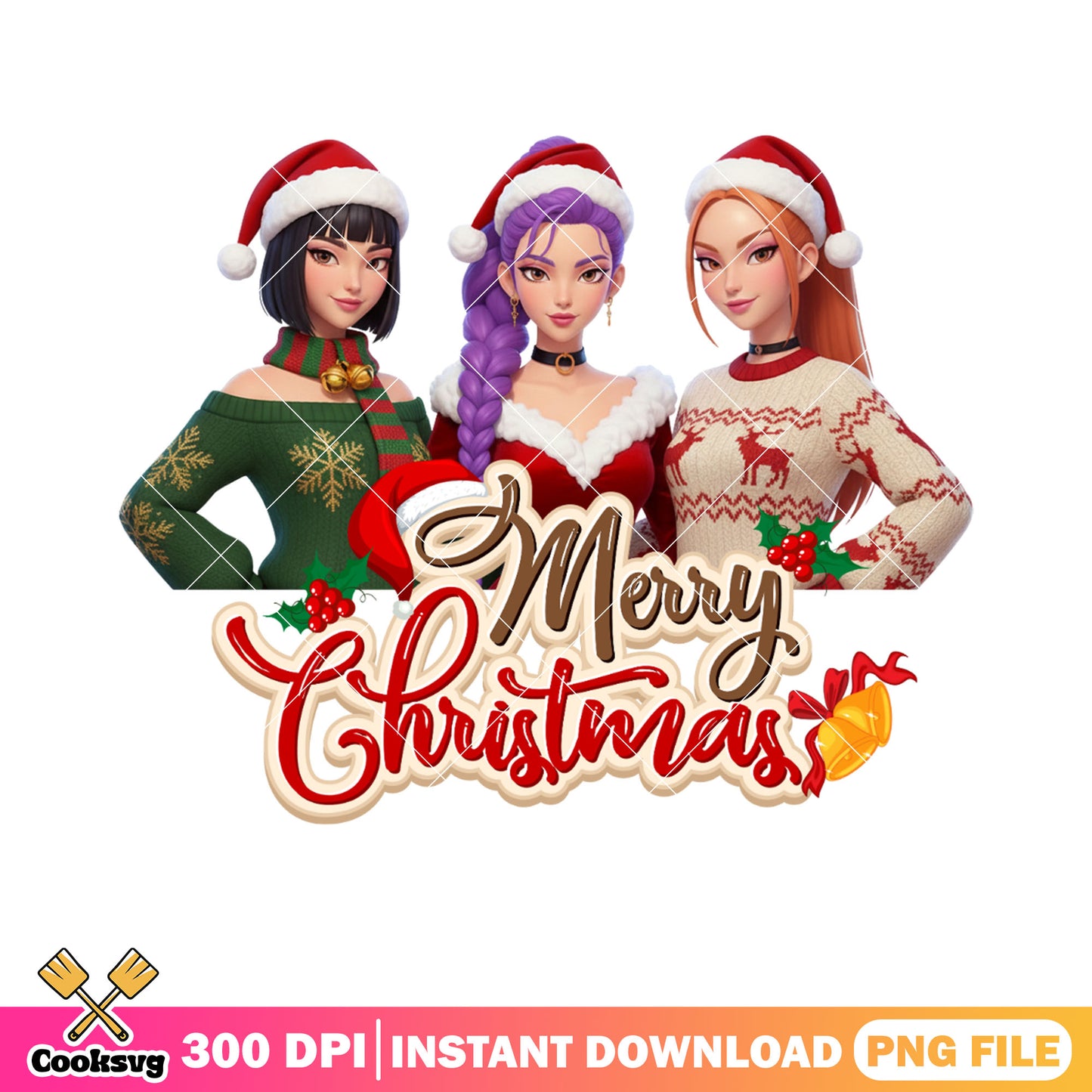 Rumi zoey and mira Santa png, kpop demon hunters png, huntrix png