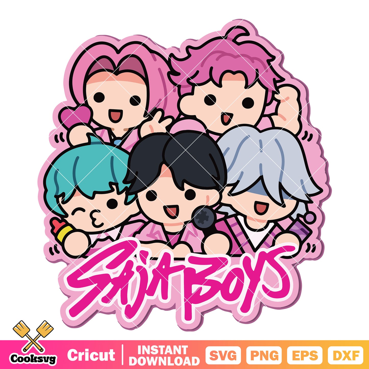 Saja boys cute sticker svg, pink saja boys svg, saja boys netflix svg