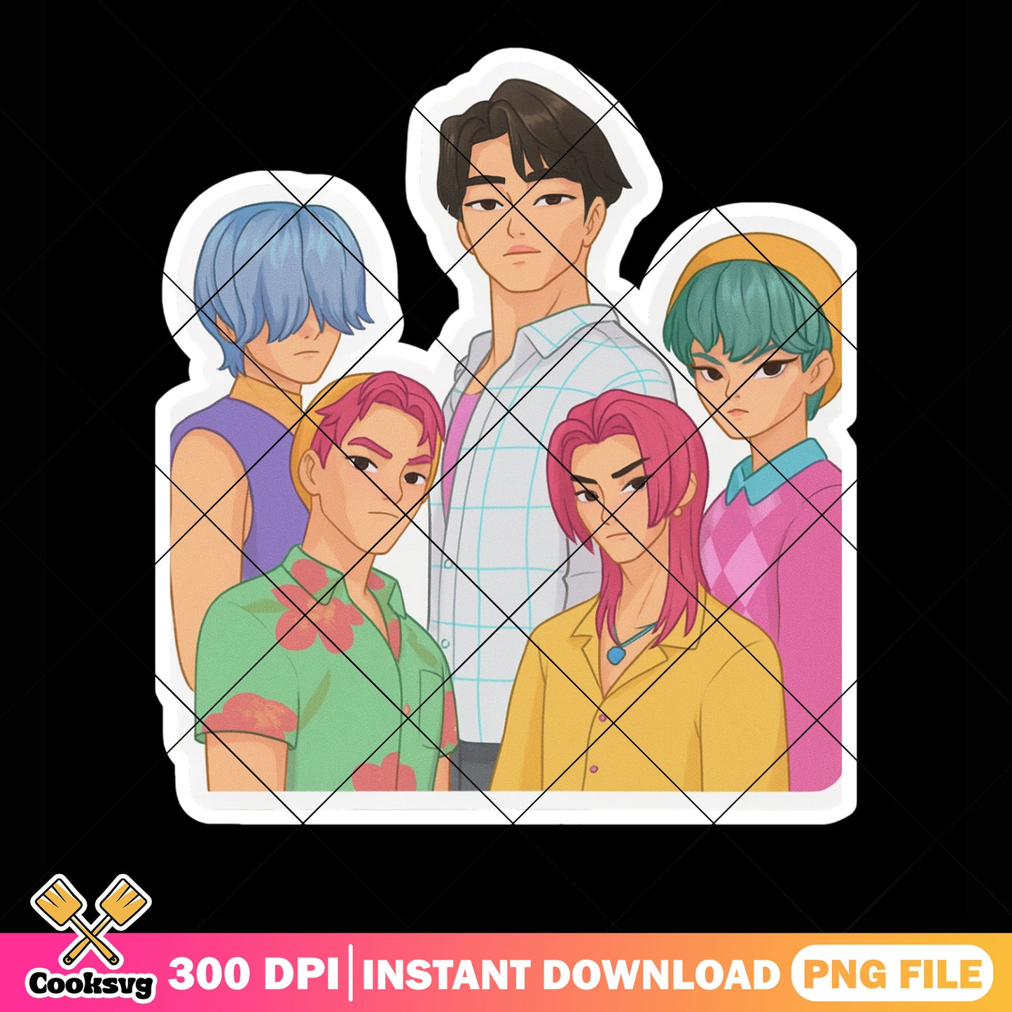 Saja boys demon band png sticker, saja boys band png, kpop hunters png