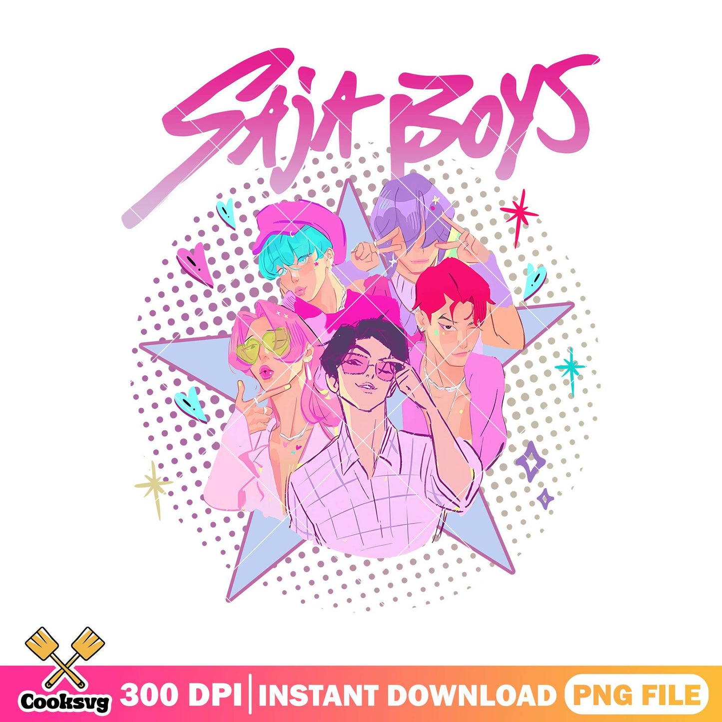 Saja boys kpop pink star png, saja boys png, kpop demon hunters png