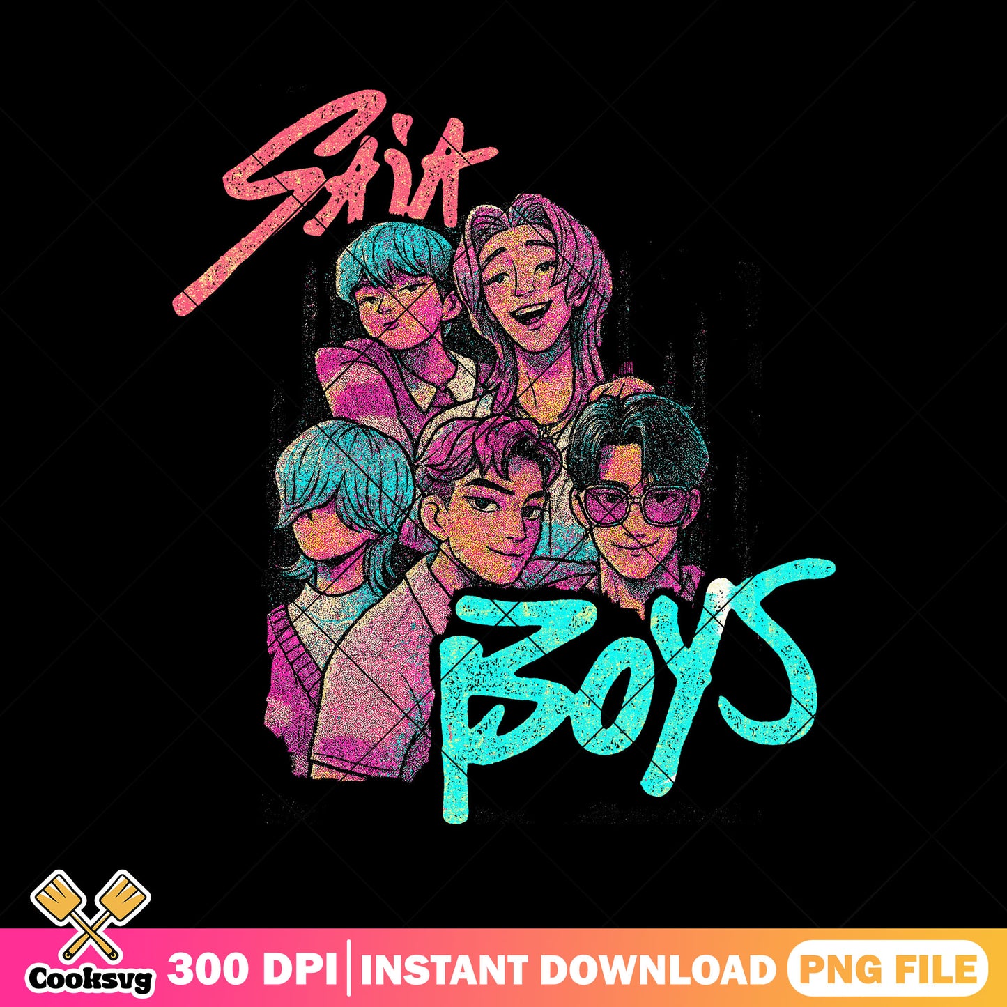 Saja boys poster png, kpop hunters png, love saja boys png