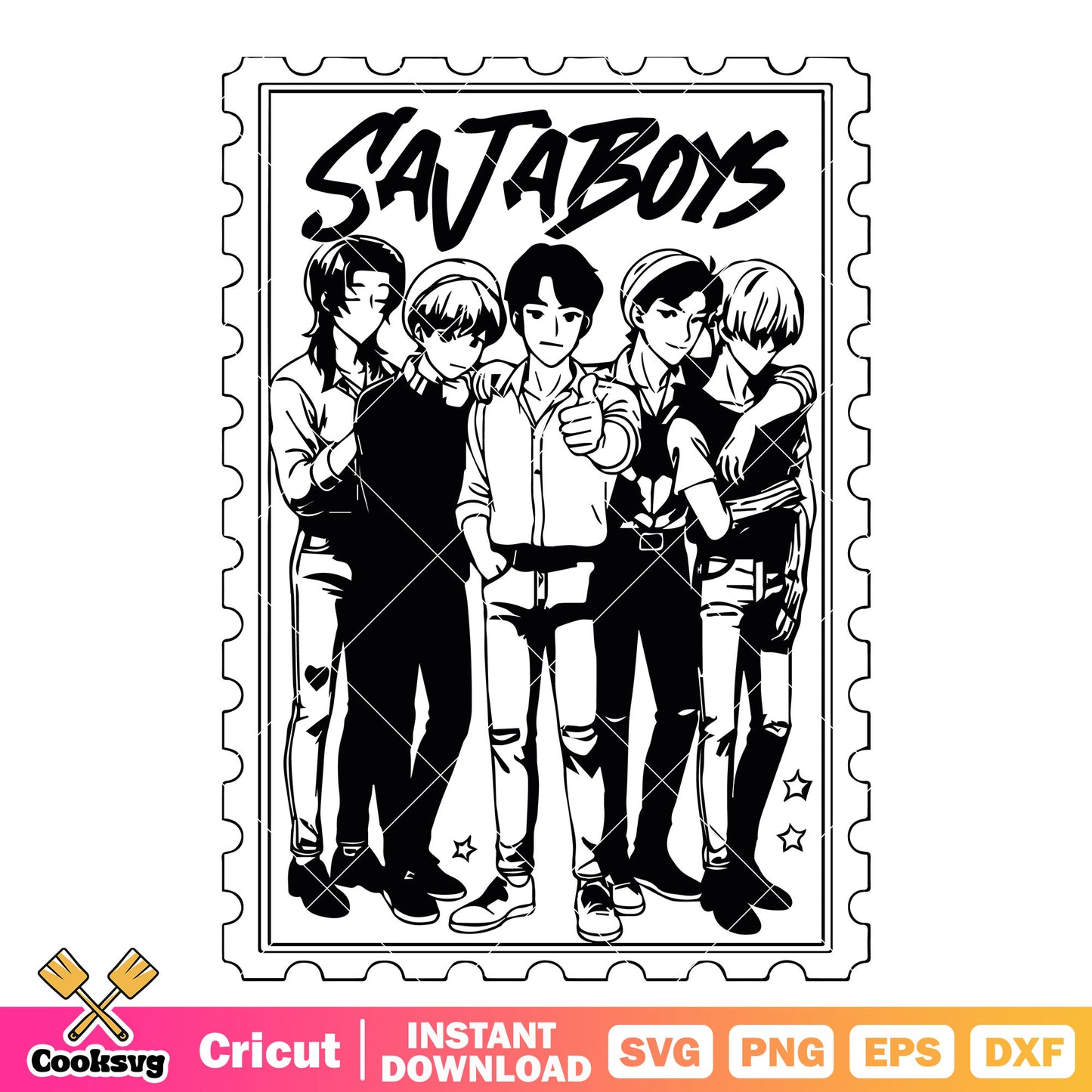Saja boys stamp outline svg, saja boys svg, kpop saja boys svg
