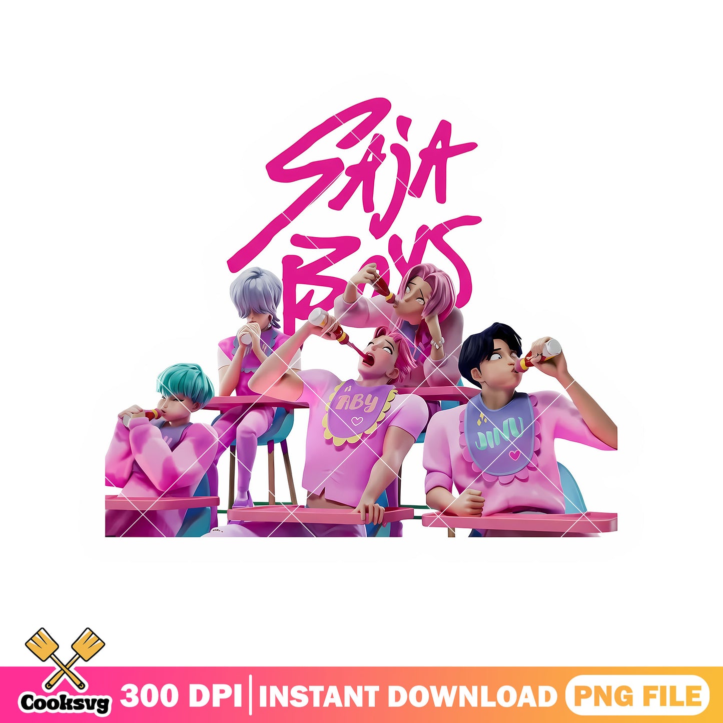 Saja kpop boys baby logo png, poster saja 3d baby png, sticker 3d png