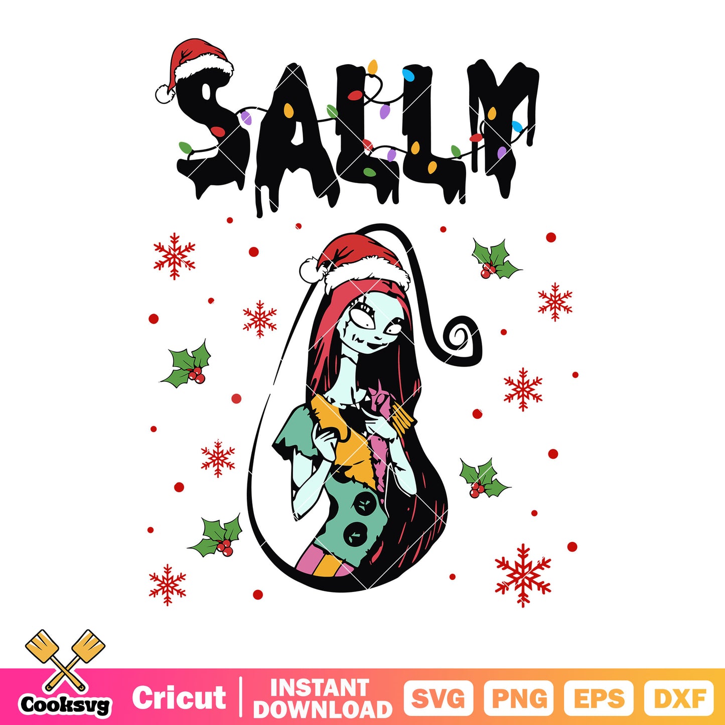 Sally jack skelington svg, snowflake svg, santa claus hat svg