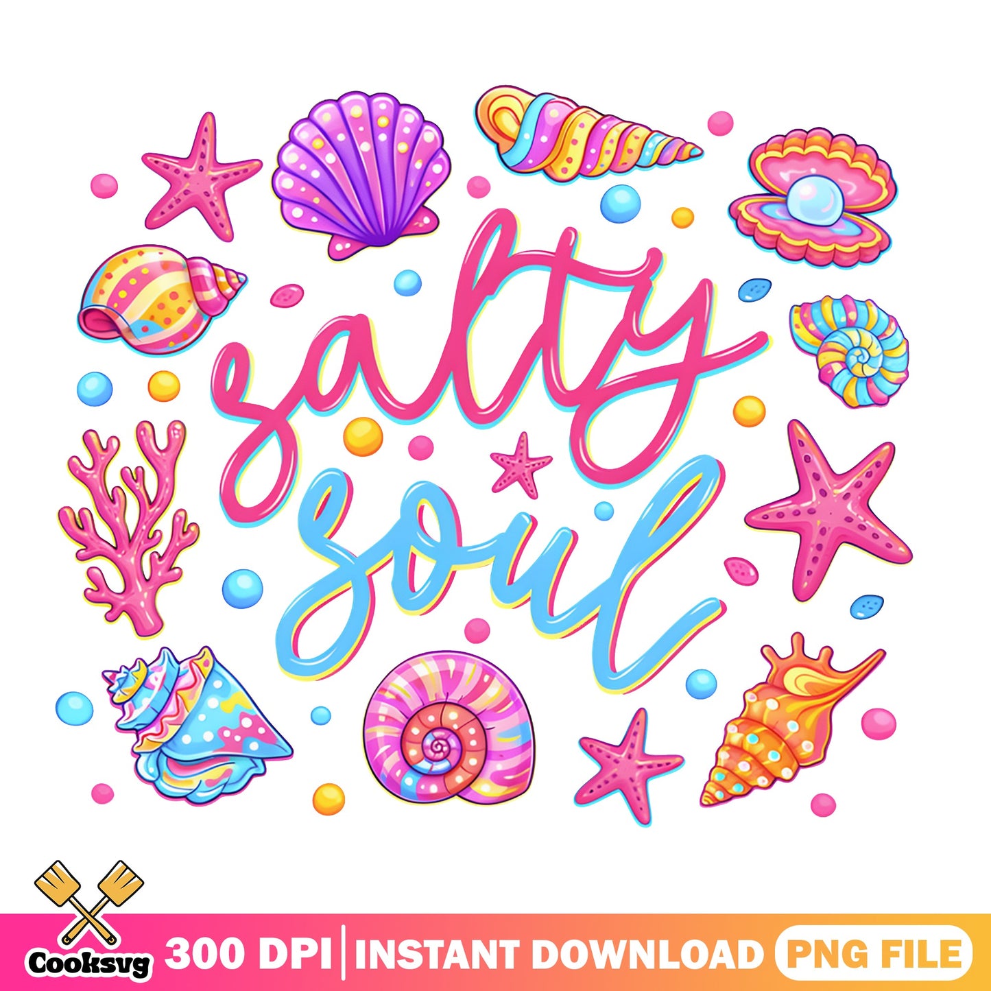 Salty Soul PNG, Seashell Summer Beach PNG, Ocean Clipart PNG