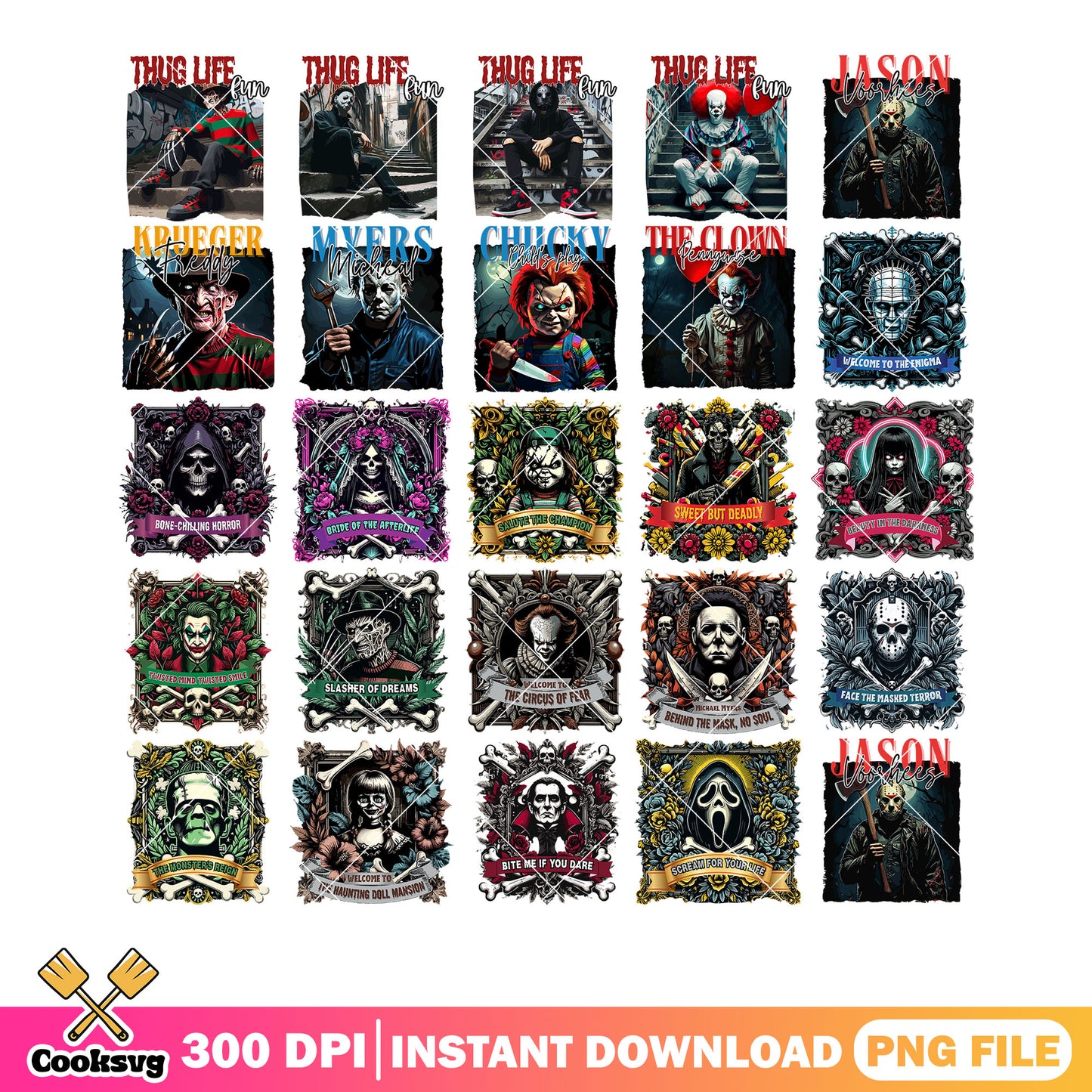 Salute the champion png bundle, king vampire png, annabelle doll png