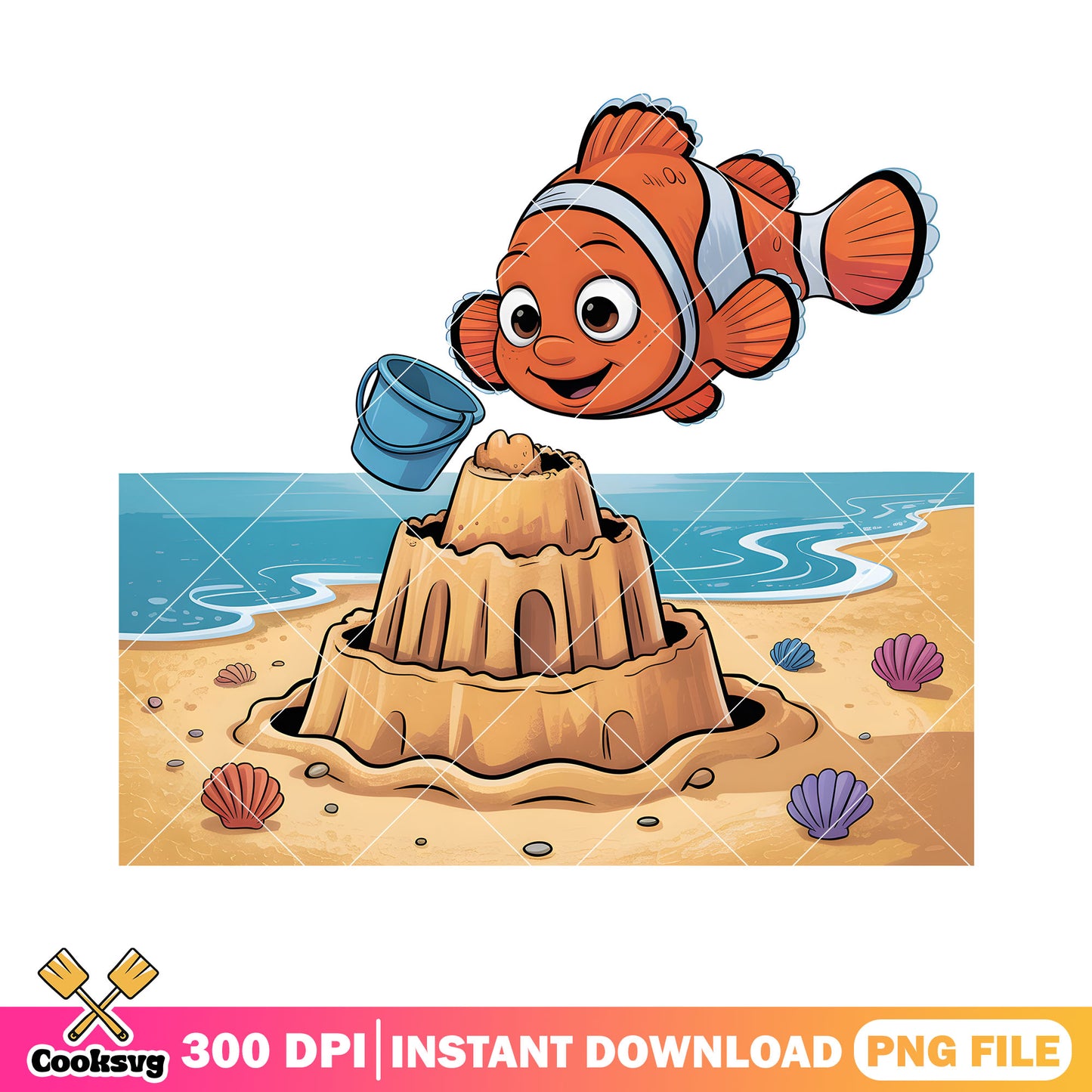 Sand castle poster nemo png, finding nemo png, disney nemo jumper png