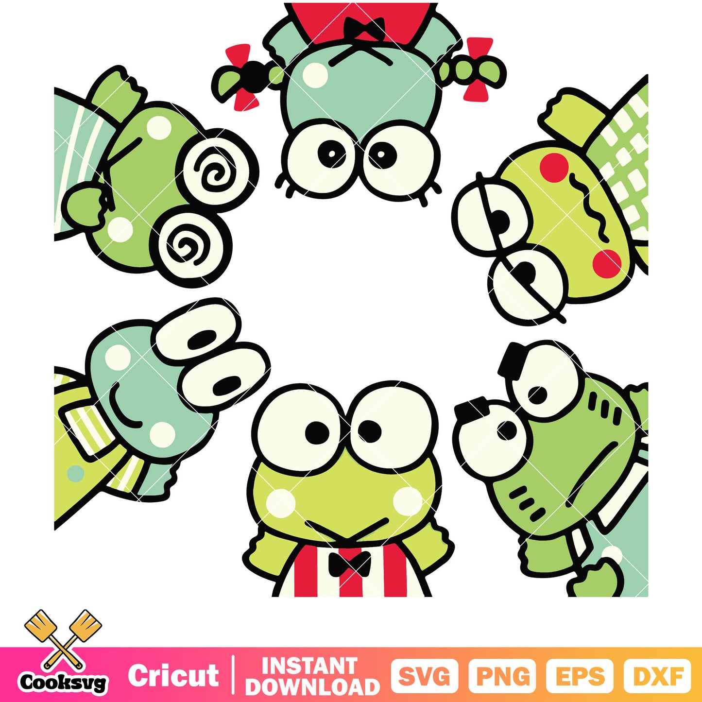 Sanrio keroppi family svg, keroppi family svg, hello kitty svg