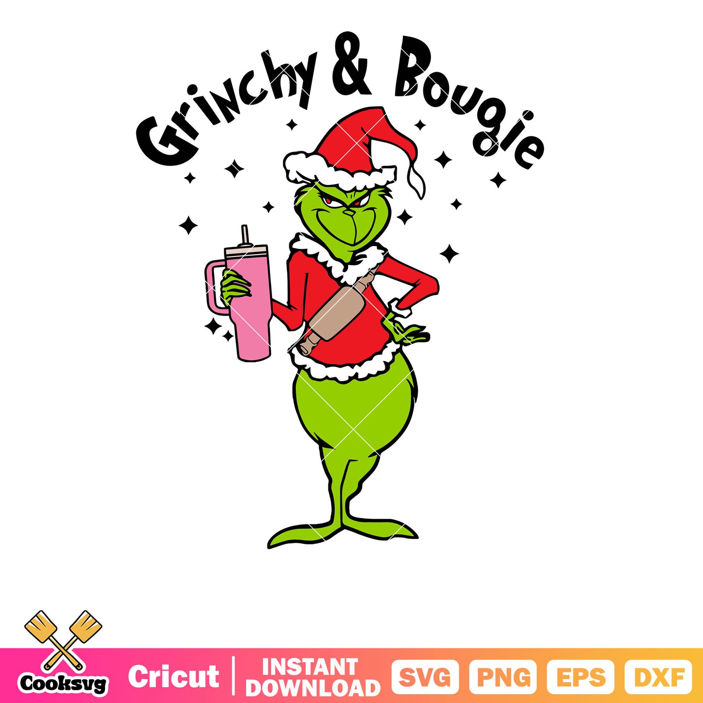 Santa Grinchy And Bougie Pink christmas svg, bougie and grinch svg