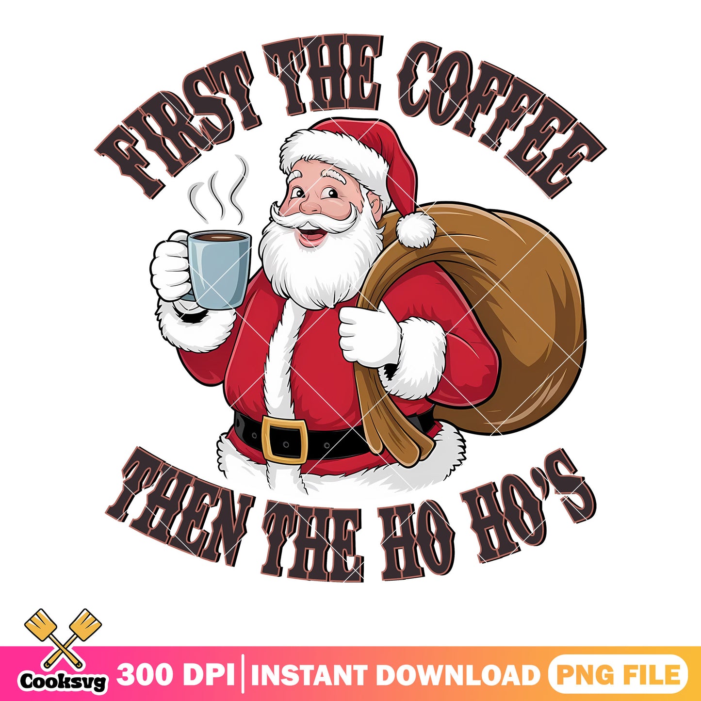 Santa and the coffee gifts png, christmas gifts png, santa claus png