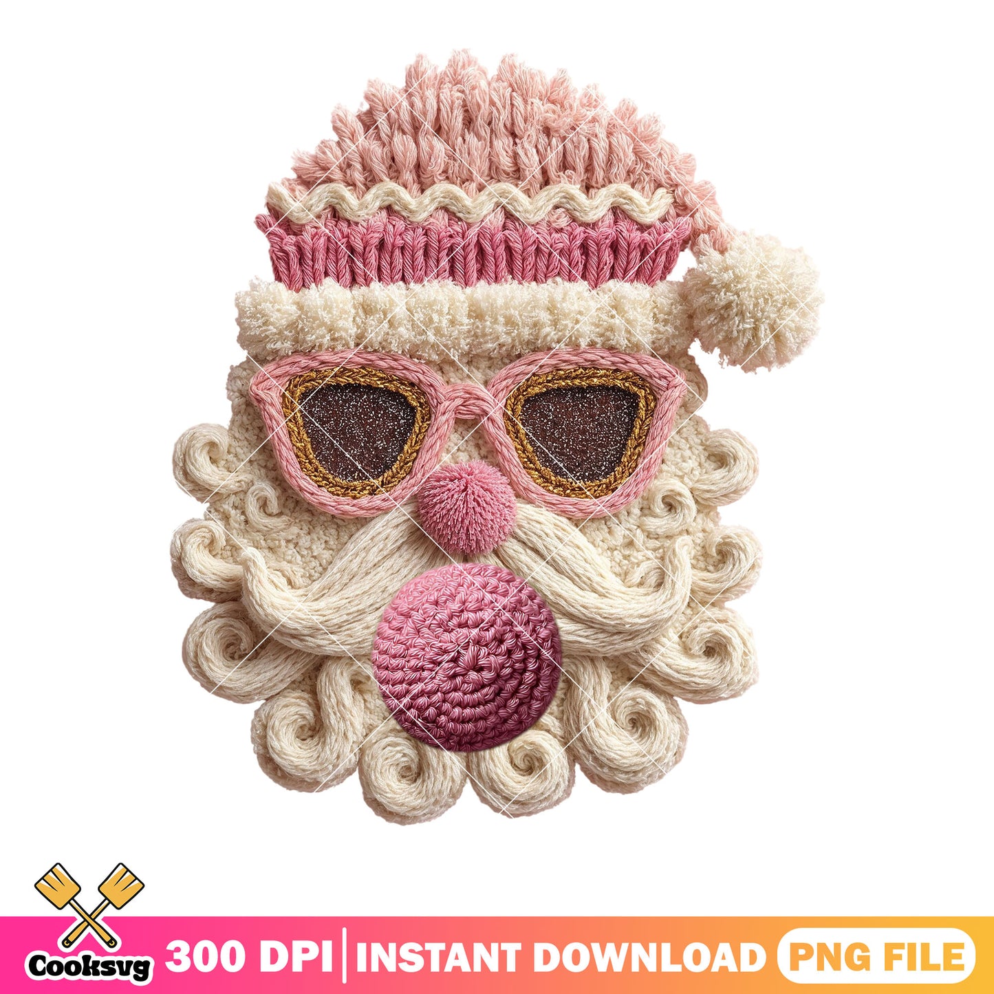 Santa claus face png, merry christmas png, knitting png