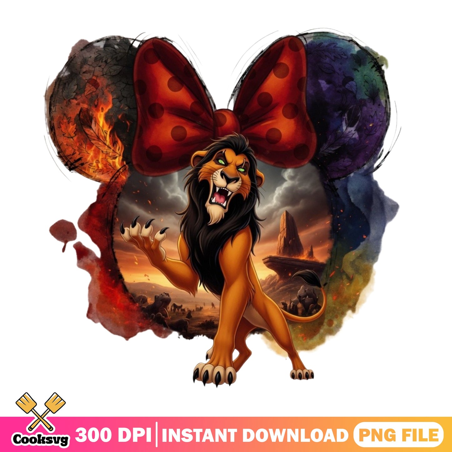 Scar Lion King Minnie Ears Disney Villain PNG, Disney PNG, Lion King PNG