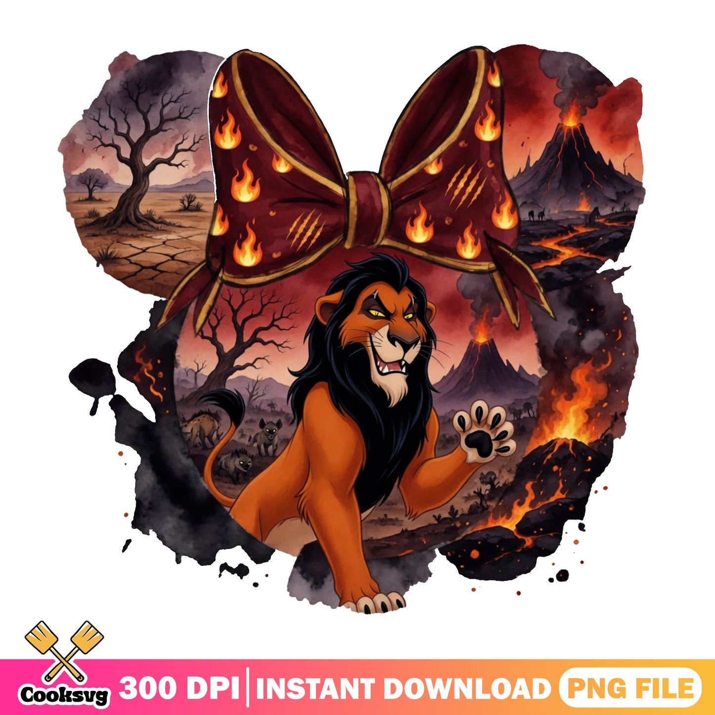 Scar Lion King Minnie Ears PNG, Disney Villain PNG, Halloween PNG