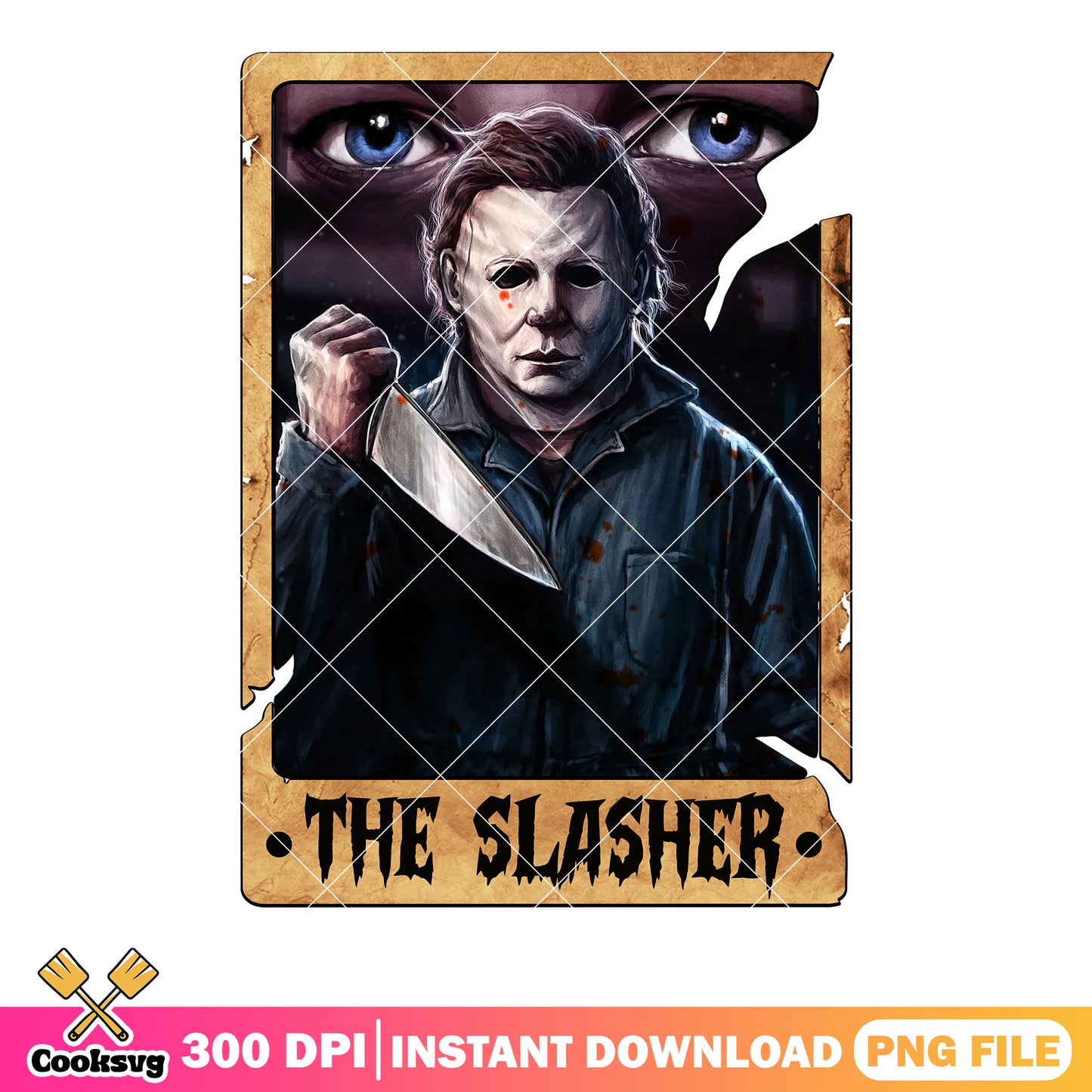 Scary blue eyes michael myers png, bloody mask png, scary halloween png