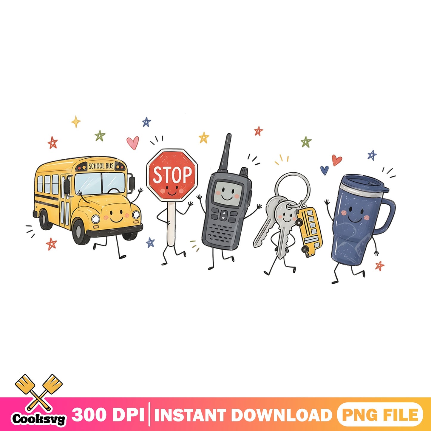 School Bus Driver PNG, Cute Bus Driver Gift, Back To School PNG