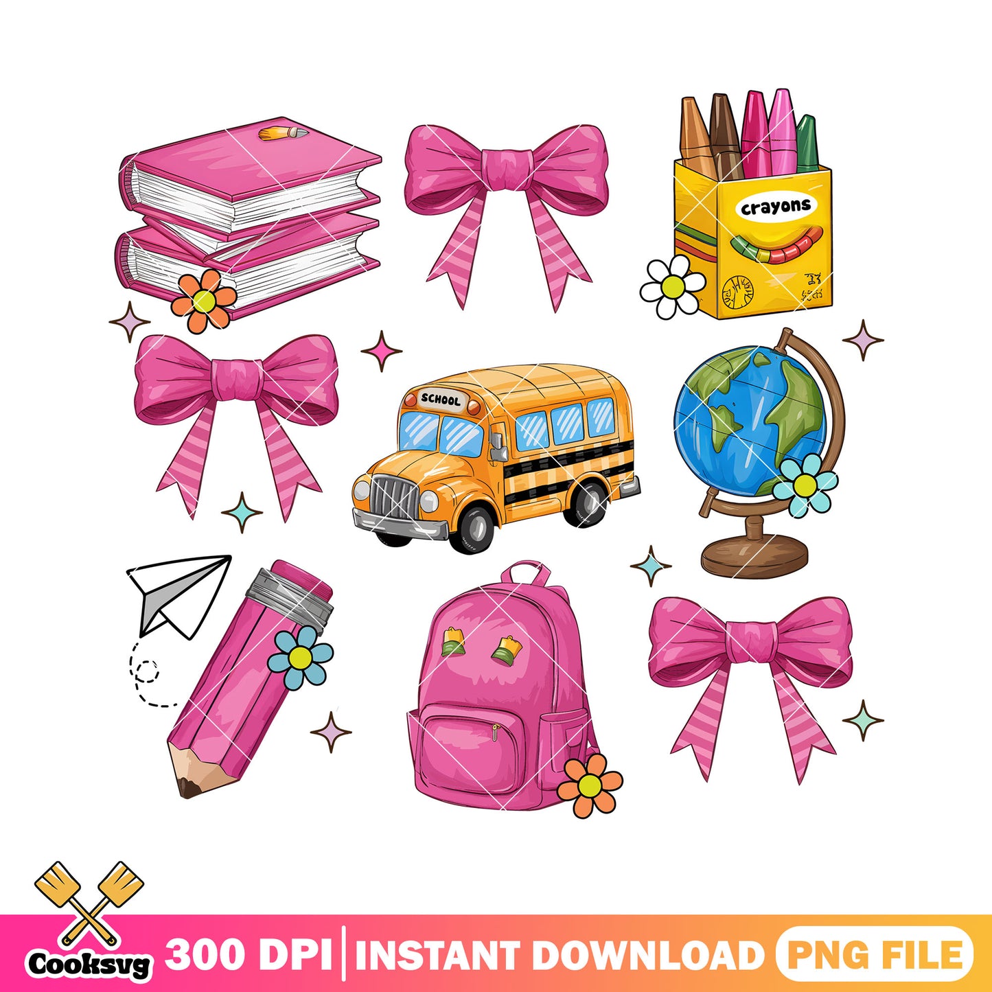 School items file design png, back to school idea png, supplies png