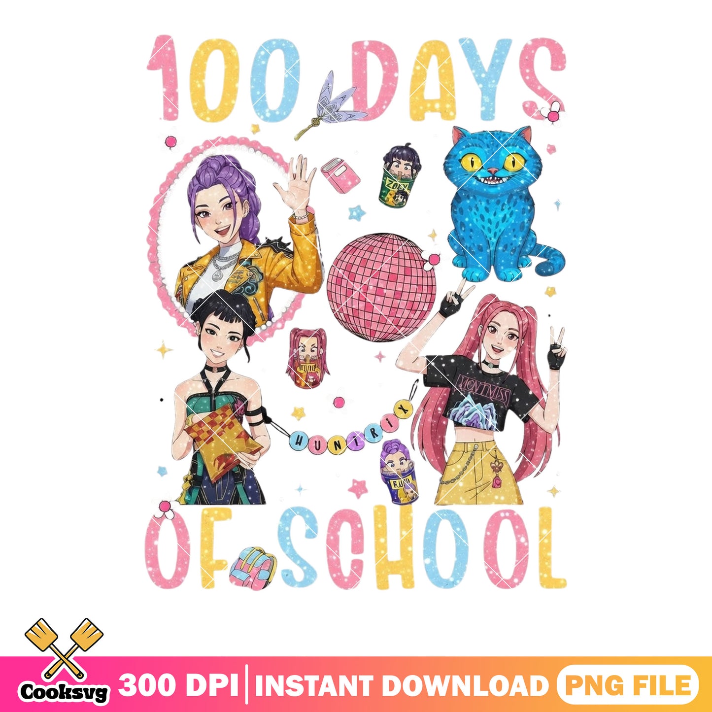 School vibes demon hunter png, 100 days of school png, derpy tiger png