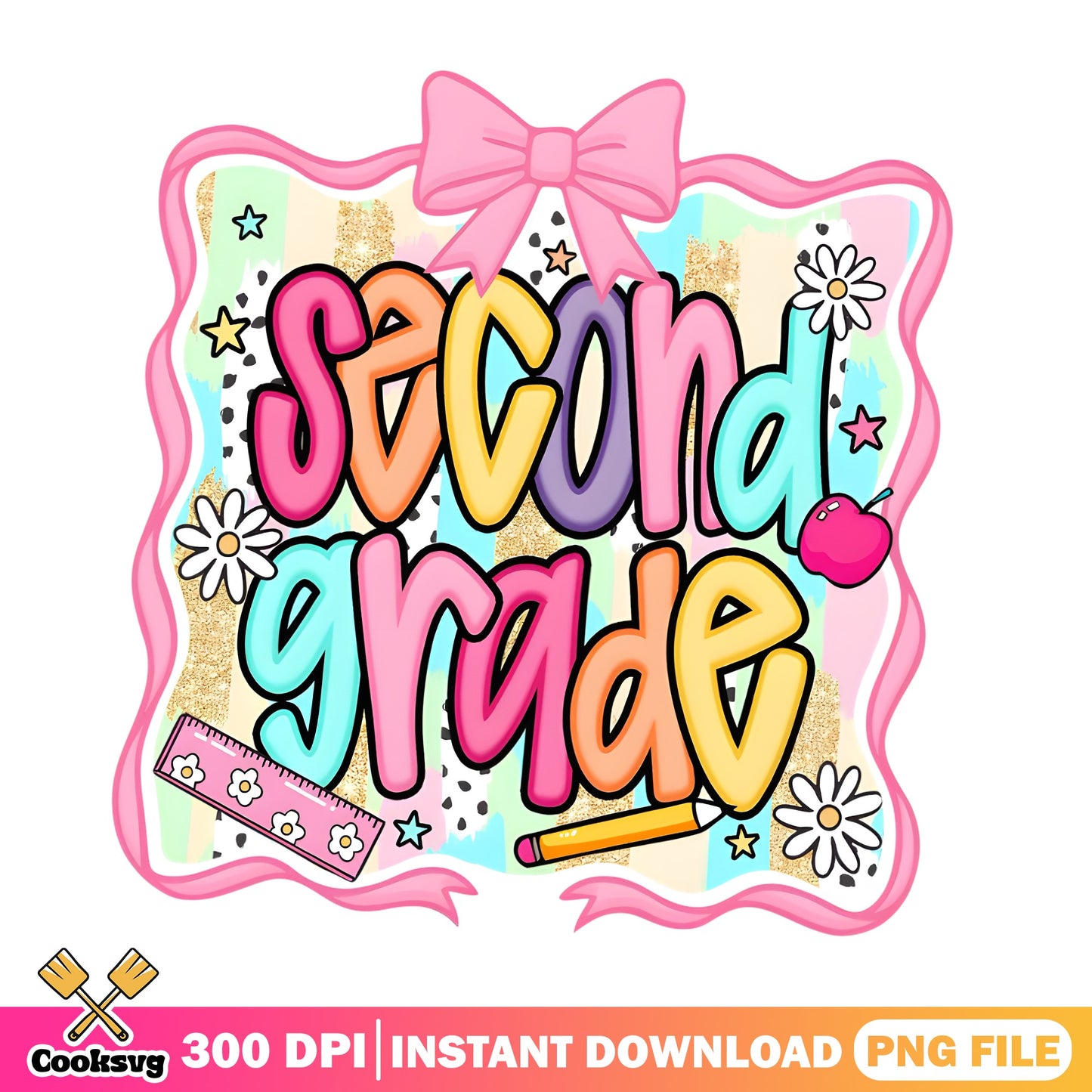 Second Grade PNG, Back To School PNG, Teacher Gift PNG