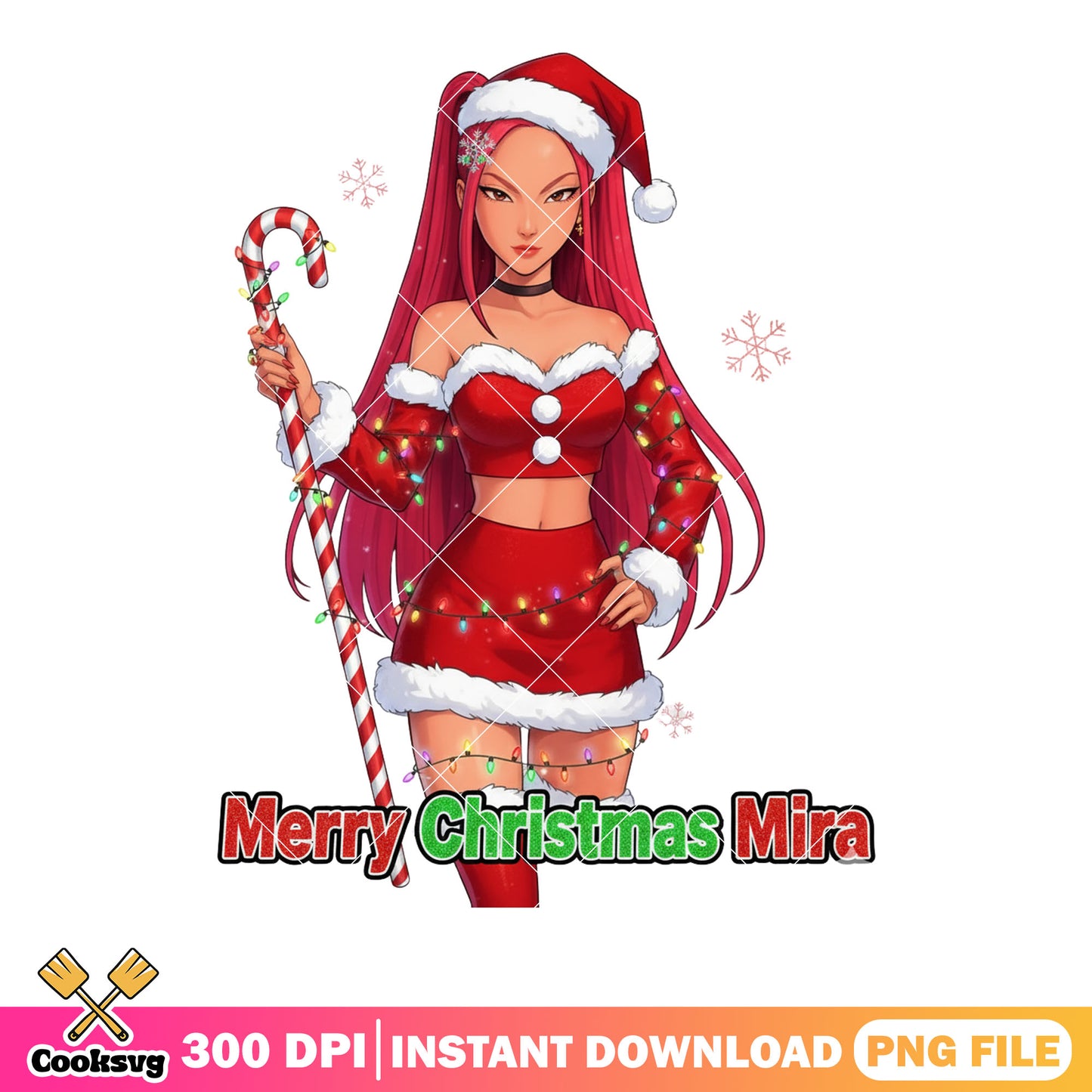 Sexy christmas costume png, santa hat png, mira kpop demon hunters png