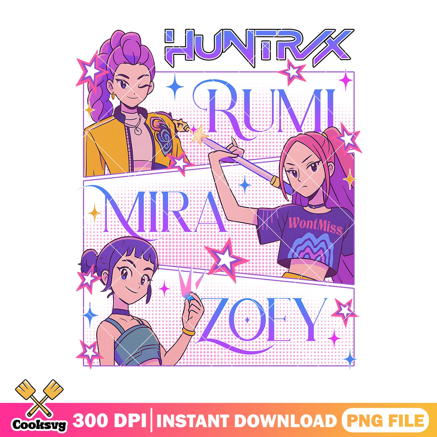 Shinning star huntrix png, kpop huntrix png, huntrix member png