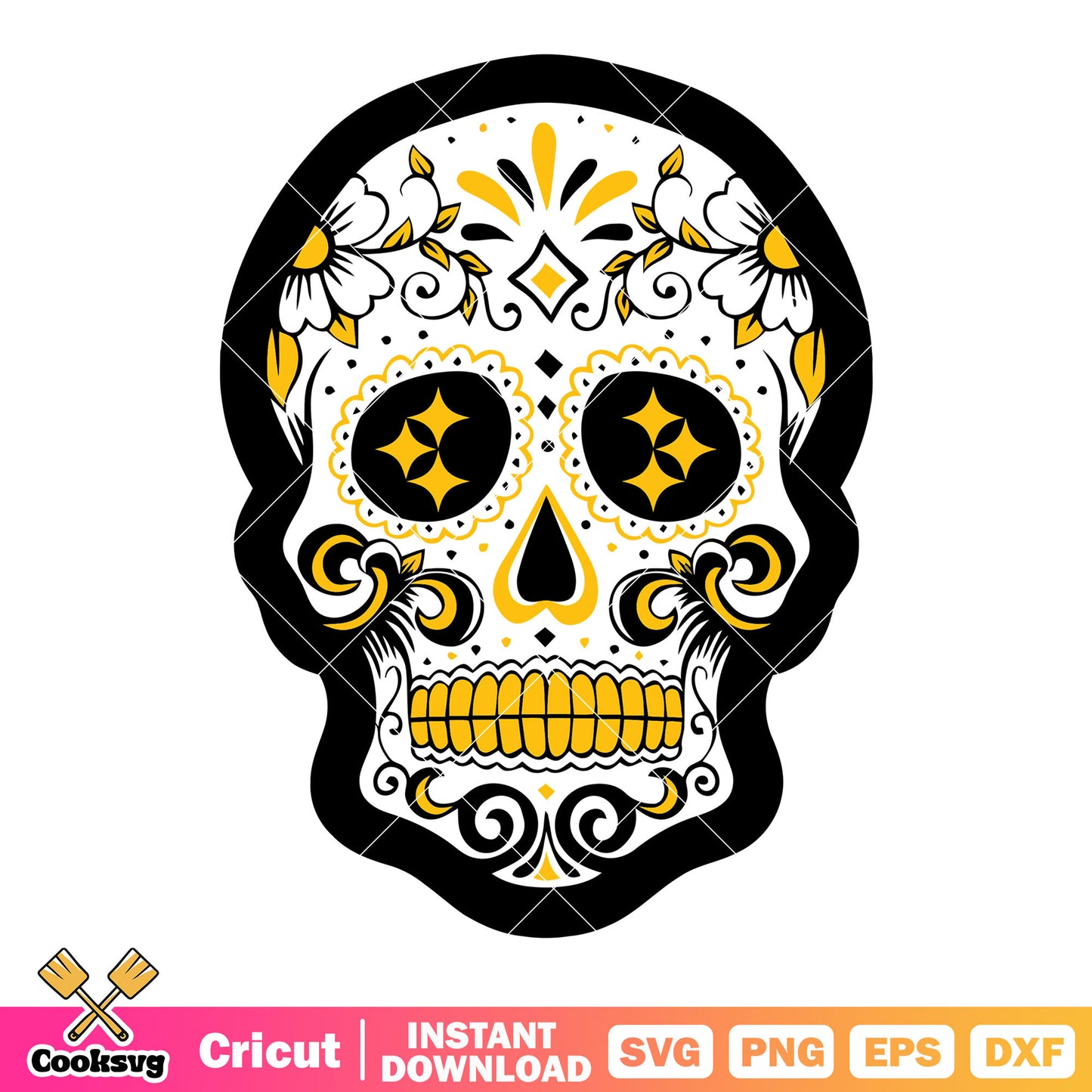 Shinny skull skeleton svg, steelers svg, nfl football team svg