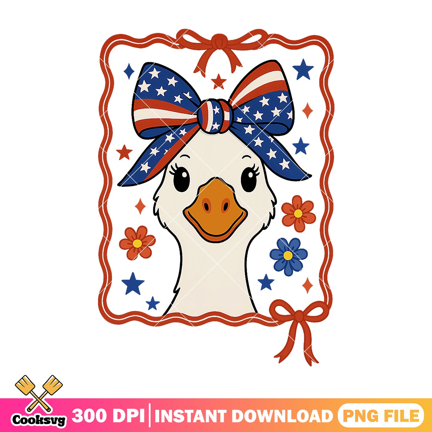 Silly goose america bow design png, silly goose png, goose america png