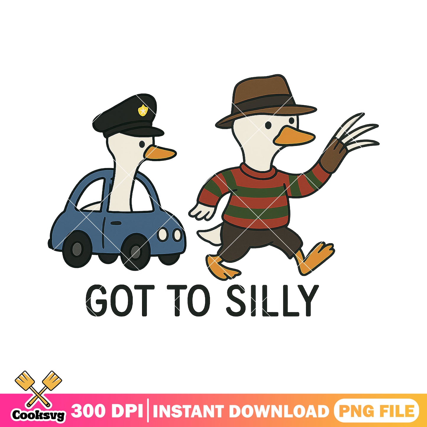 Silly got to design png, goose cartoon png, halloween horror png