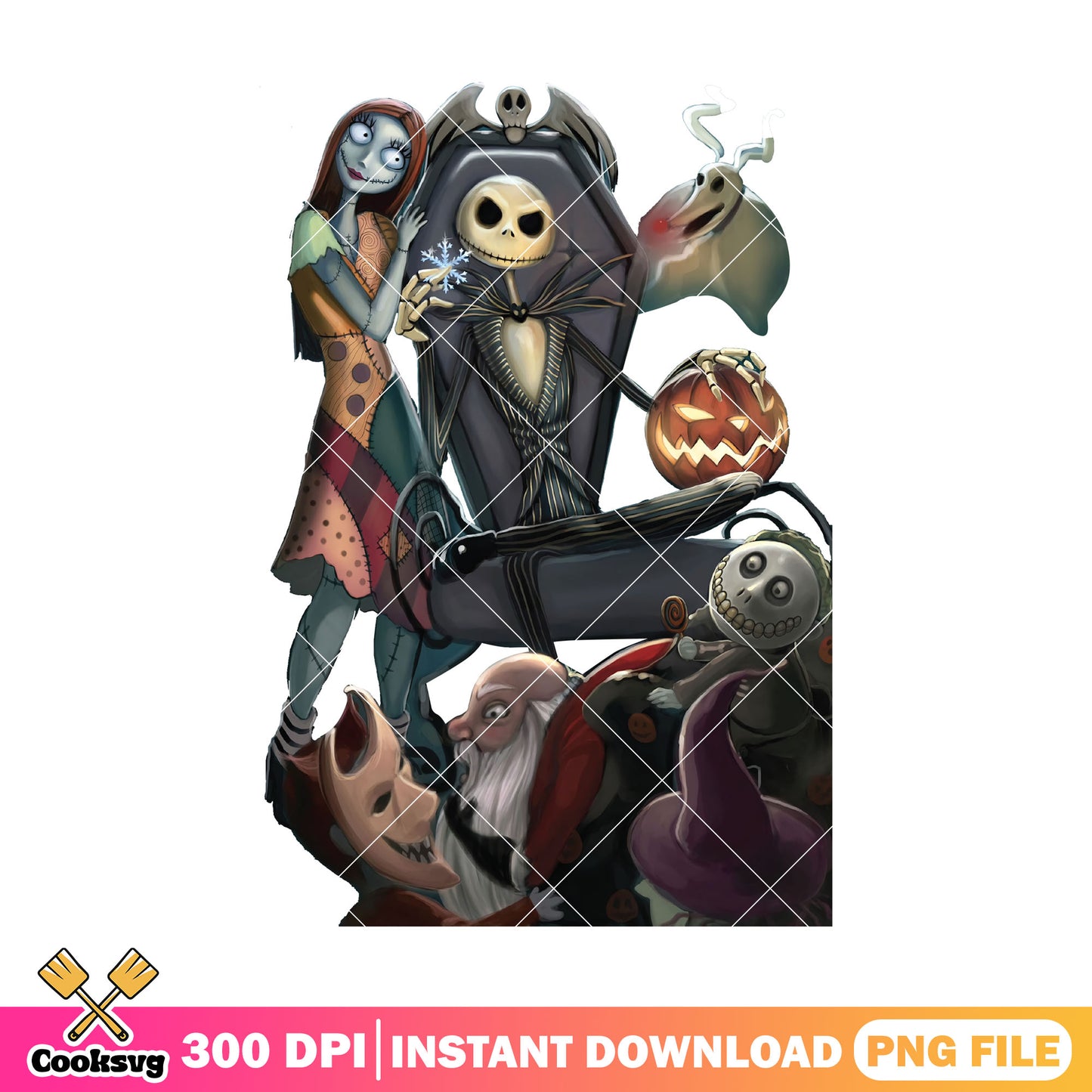 Sitting on chair design png, halloween horror png, jack disney png