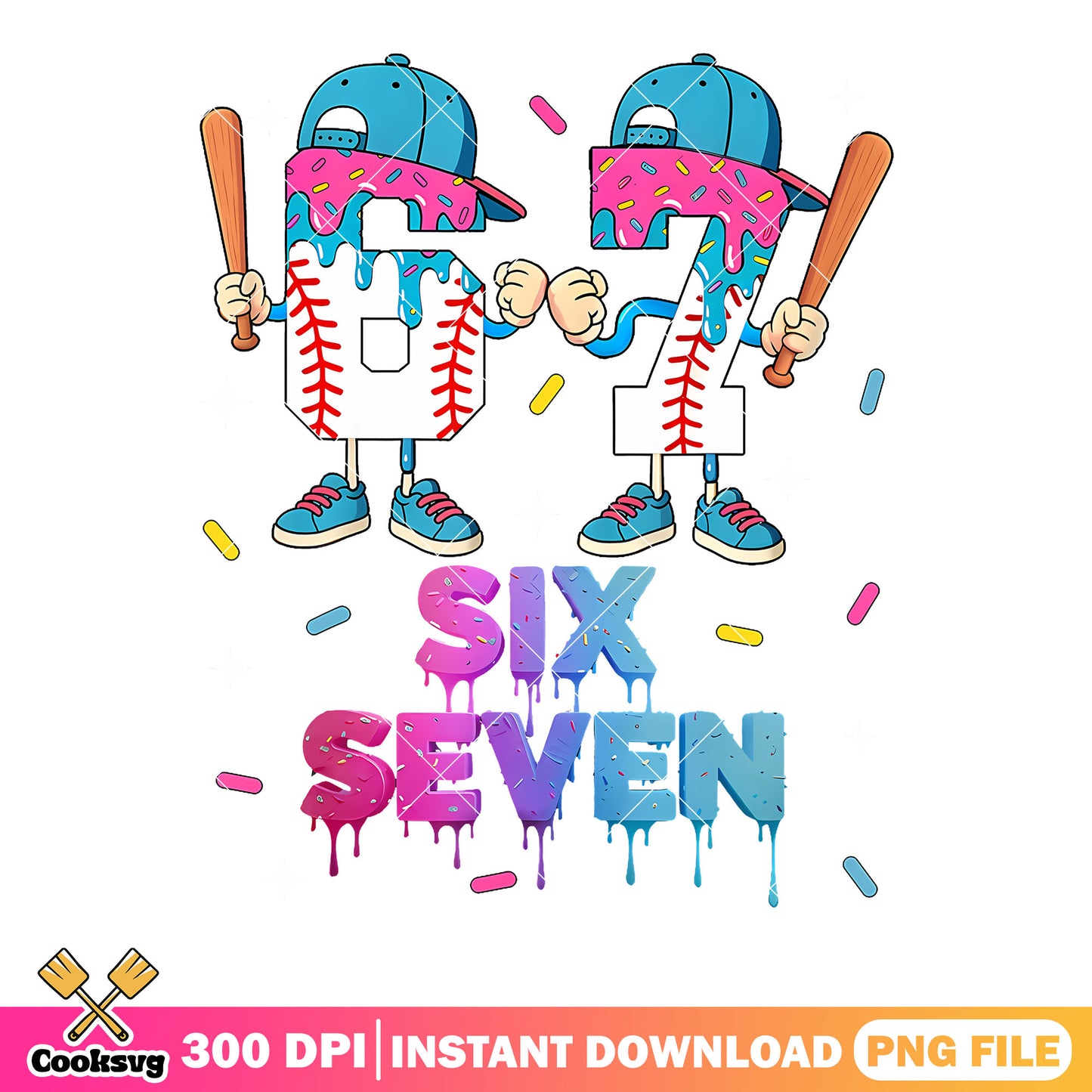 Six seven baseball png, christmas gifts png, ice cream png