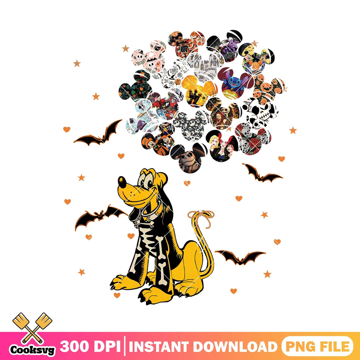 Skeleton goofy dog balloons png, halloween spirit png, goofy dog png