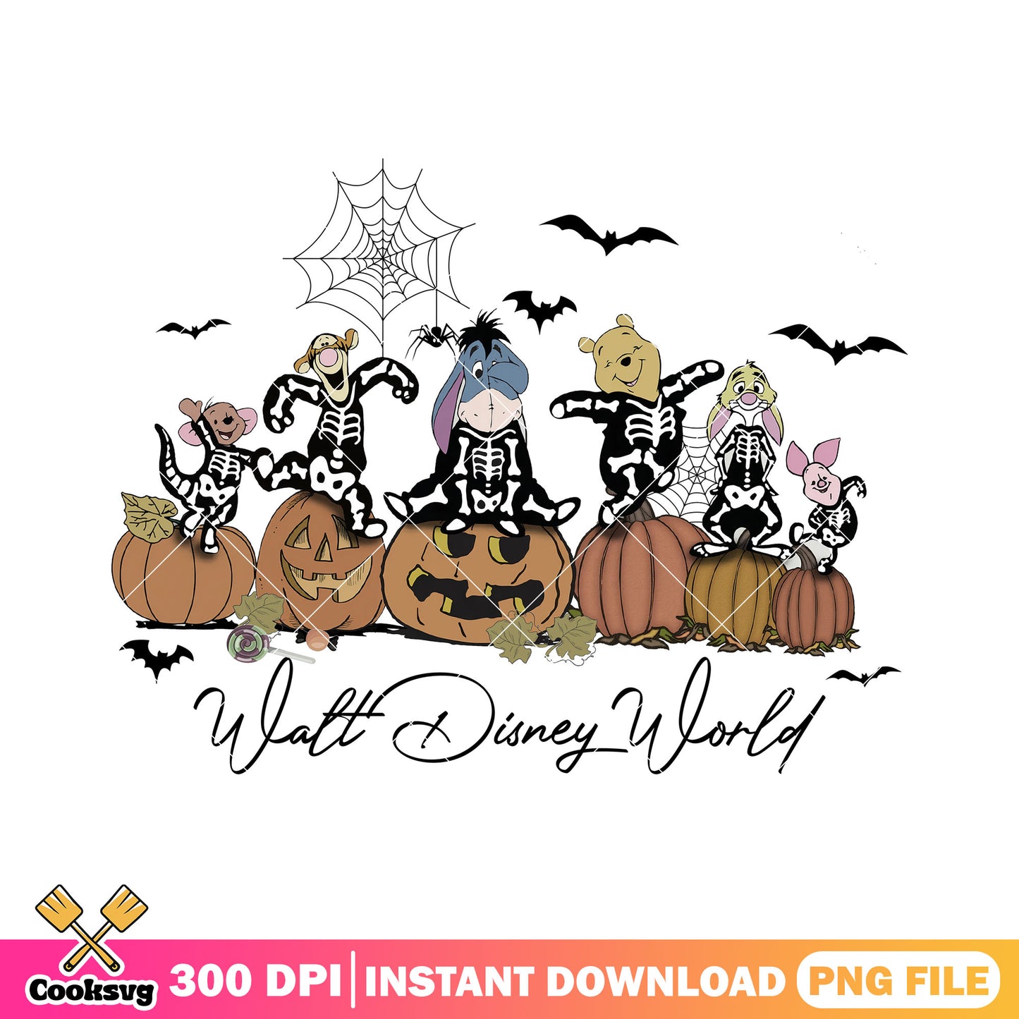 Skeleton pooh friend png, pooh bear png, halloween costumes png