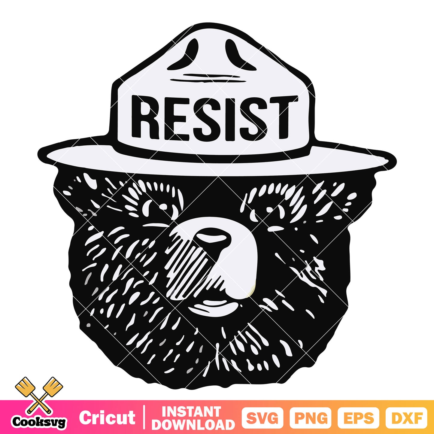 Smokey Bear resist head svg design, smokey bear svg, resist svg