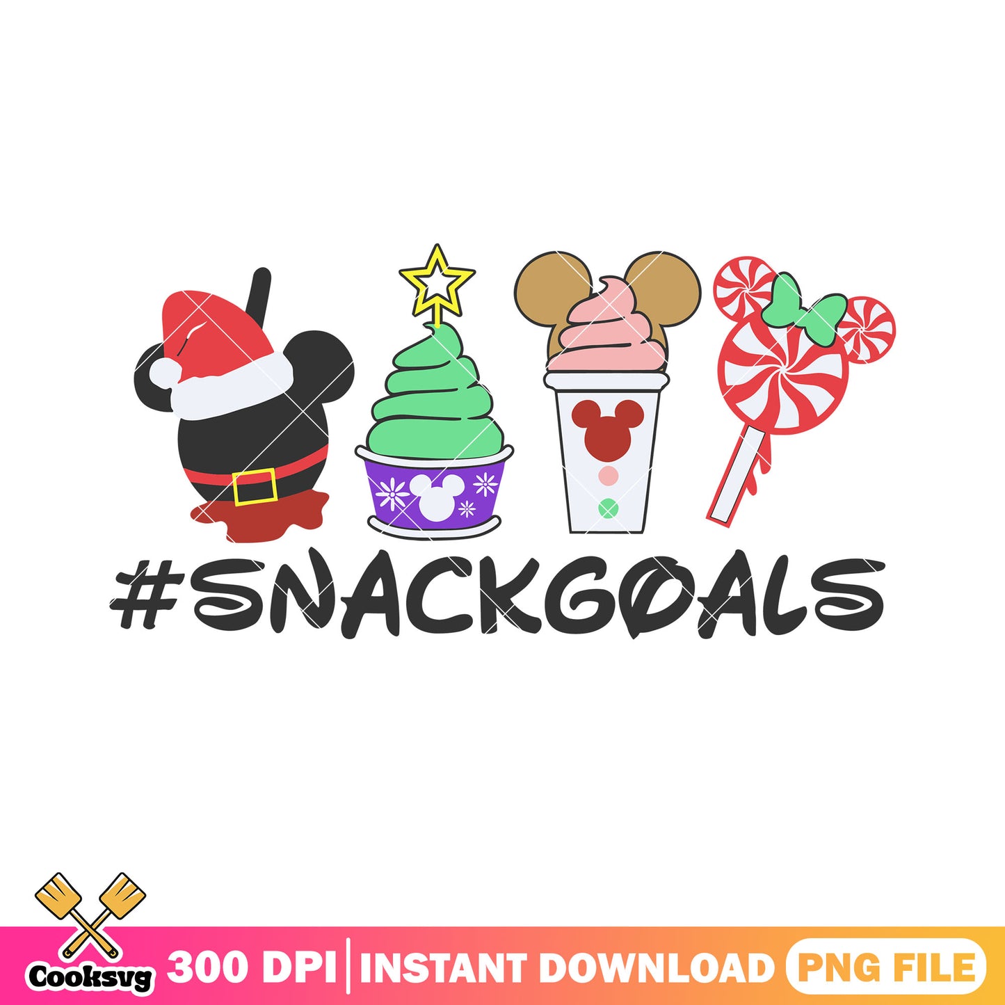 Snack goals christmas png, mickey mouse png, disney christmas png