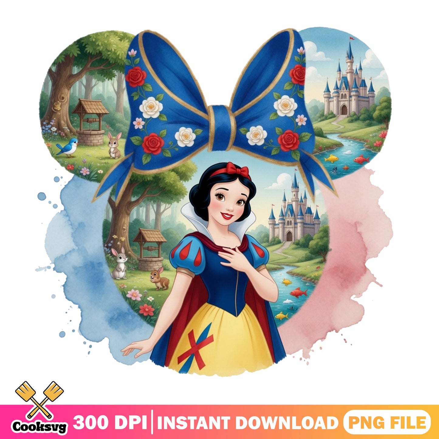 Snow White Disney Princess PNG, Minnie Ears Bow PNG, Disney PNG