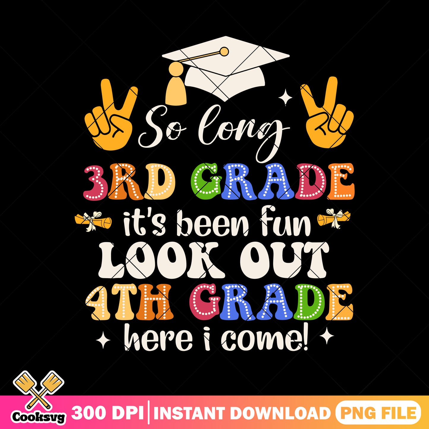 So long 3rd grade png, back to school png, look out fourth grade png