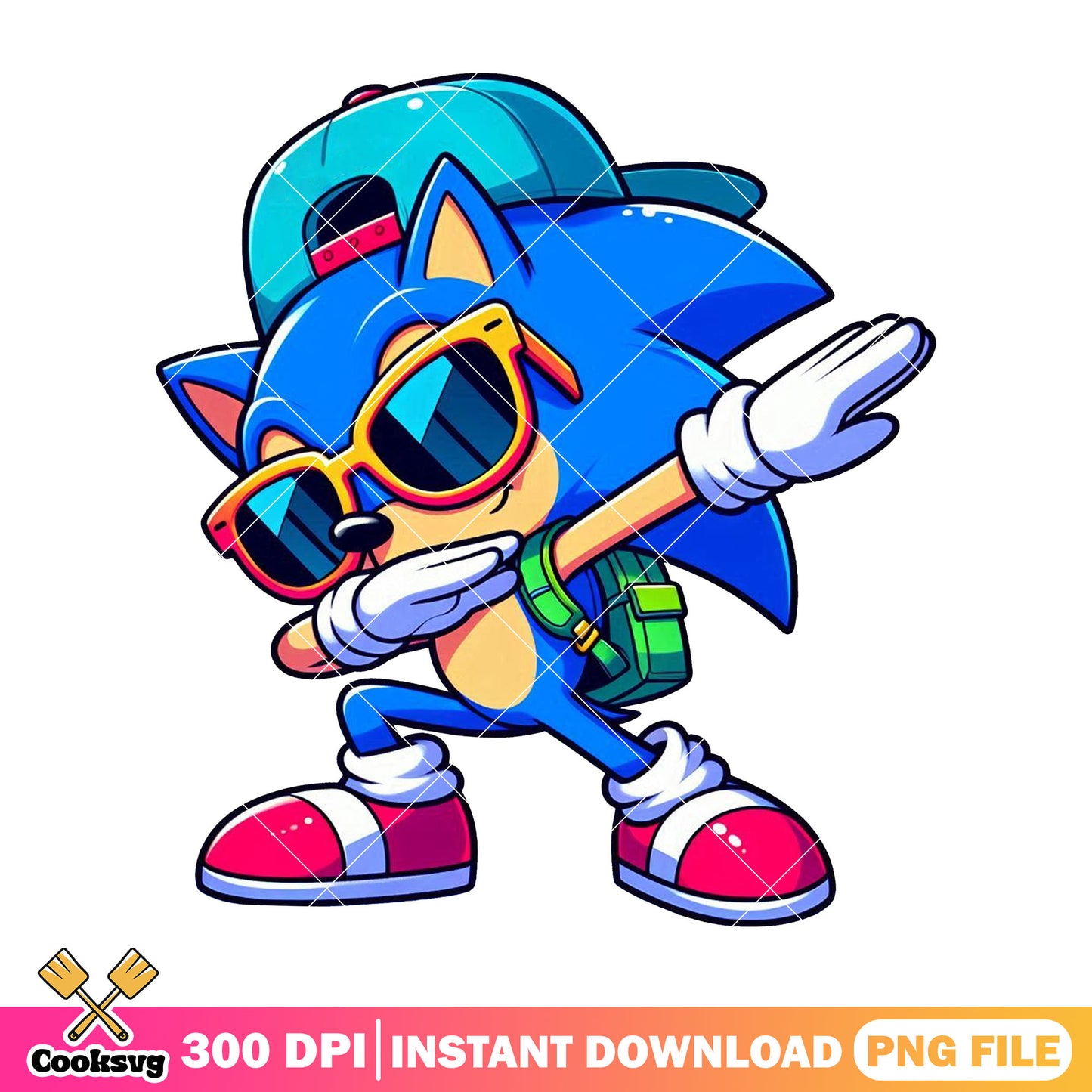 Sonic chibi sunglasses png, blue sonic png, back to school day png