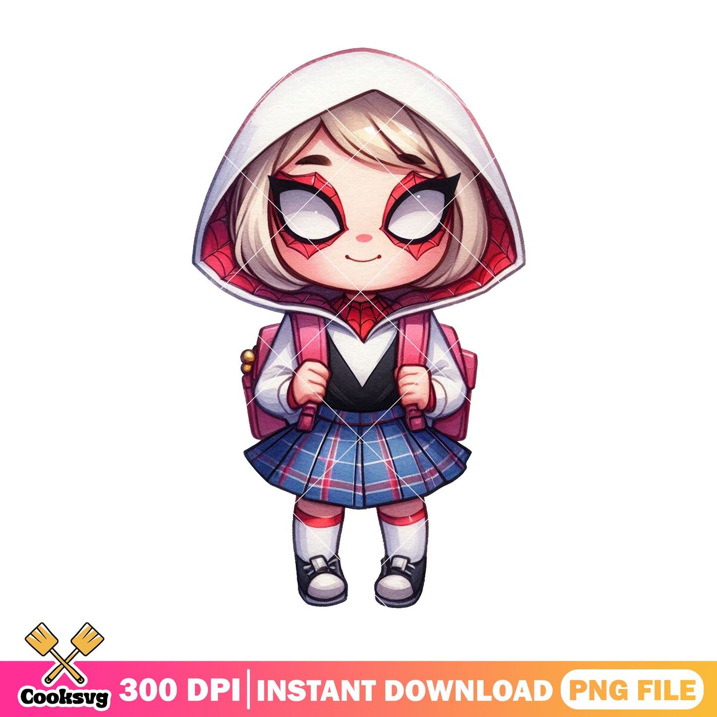 Spider gwen chibi png, gwen stacy comic png, back to school bag png
