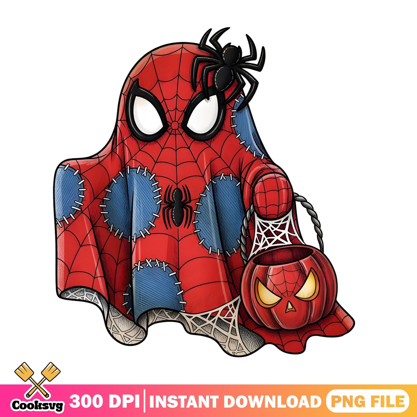 Spiderman Ghost Halloween PNG, Marvel Halloween PNG, Trick Or Treat PNG