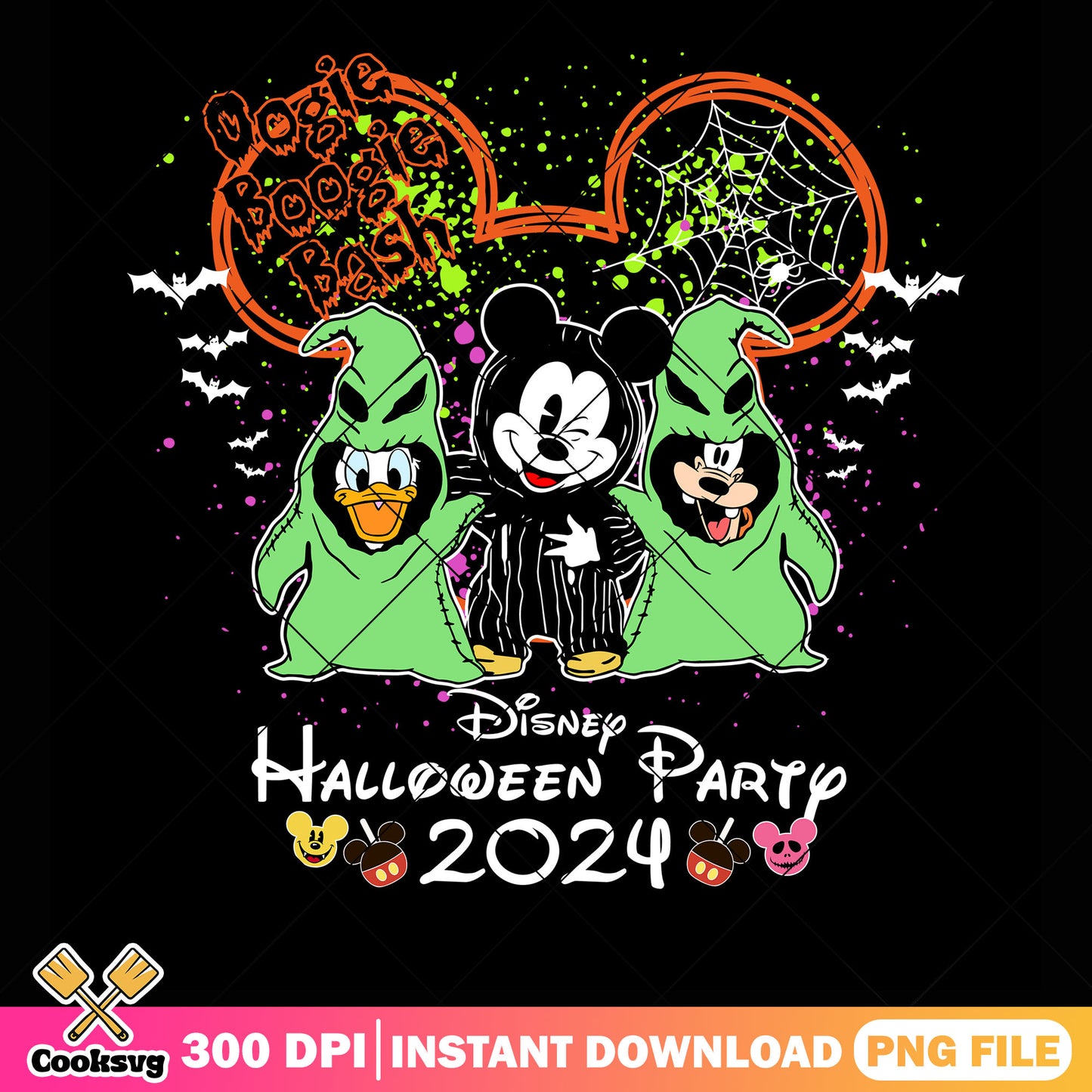 Spider web Oogie boogie bash png, scary bats png, halloween scary png