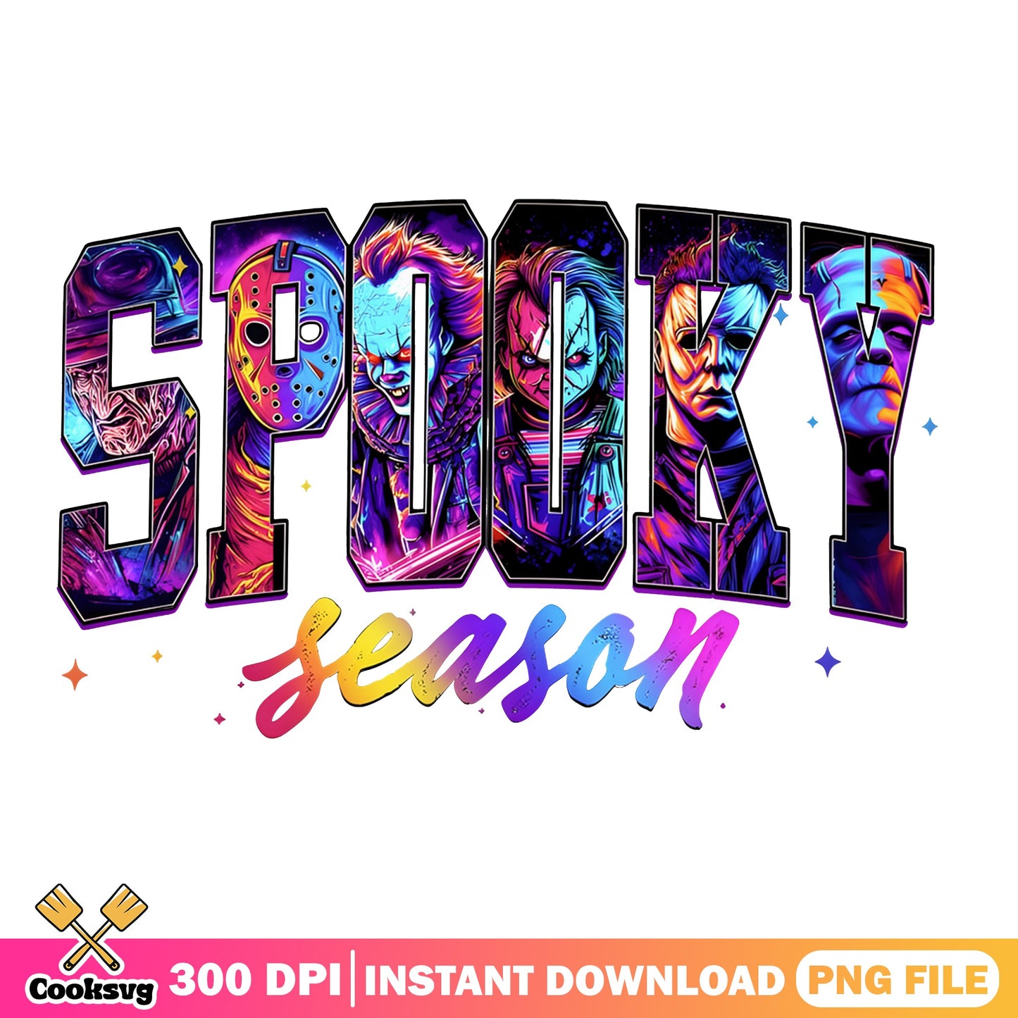 Spooky Season Horror Characters PNG, Halloween PNG, Horror Movie PNG
