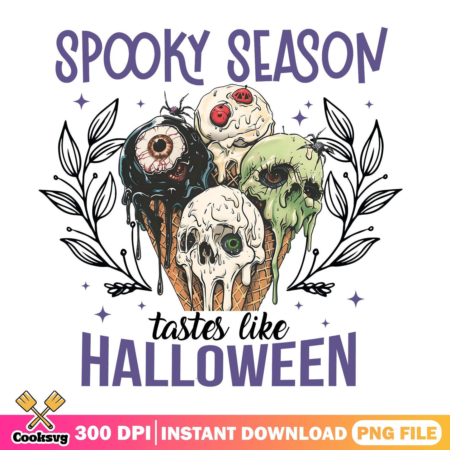 Spooky Season Tastes Like Halloween PNG, Halloween Ice Cream PNG