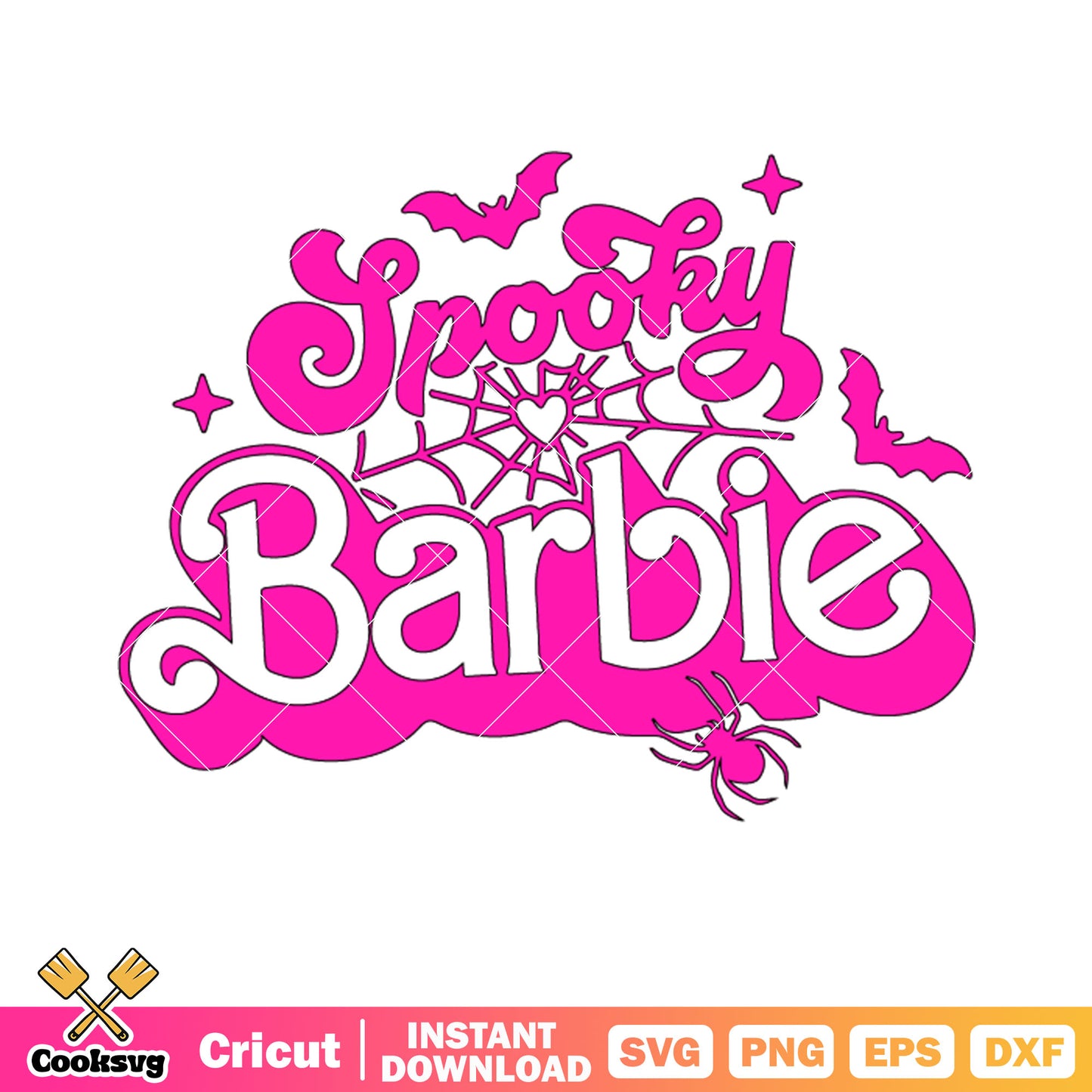 Spooky barbie spider svg, pink spder web svg, scary bats svg