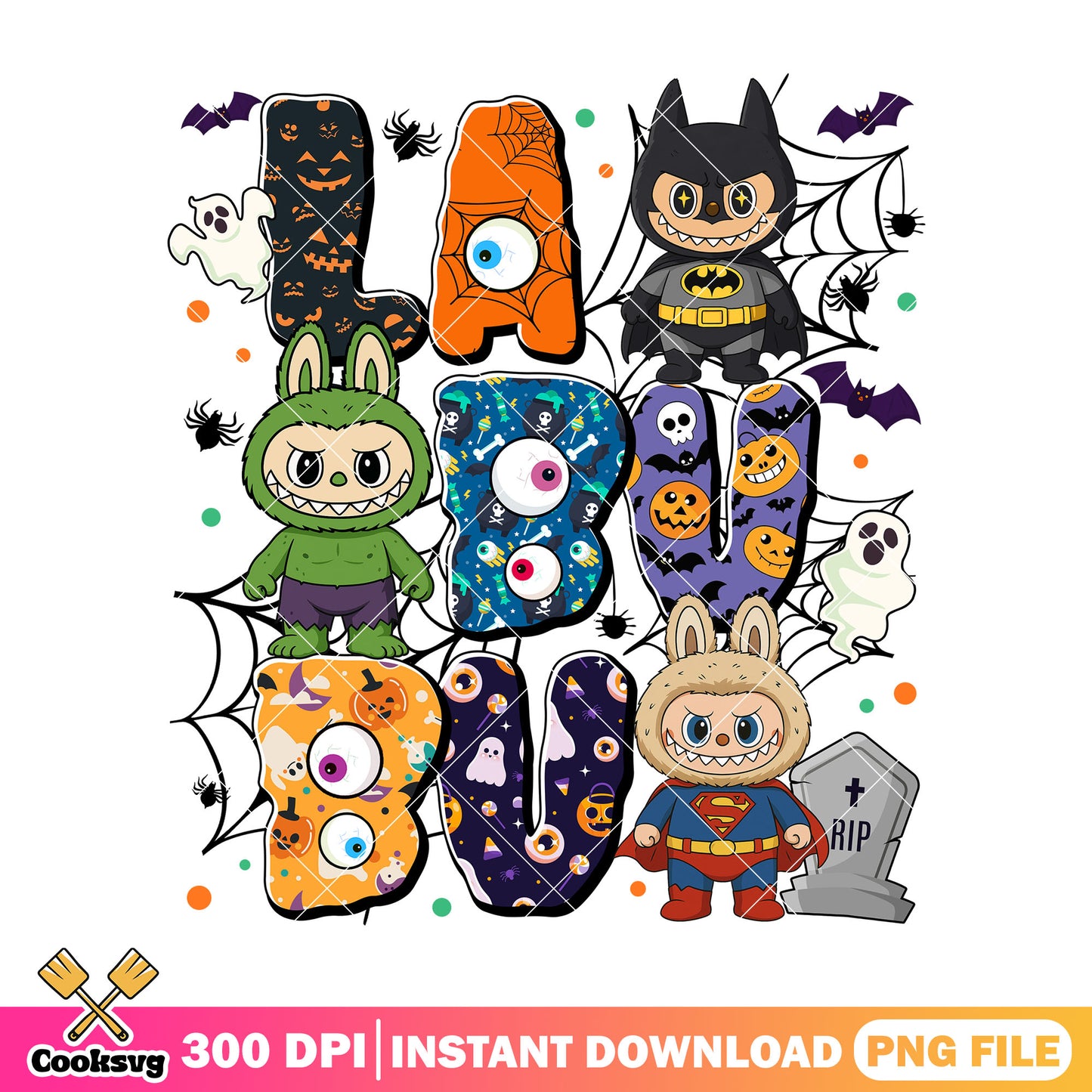Spooky labubu dc costumes png, hero cartoon png, halloween costumes png